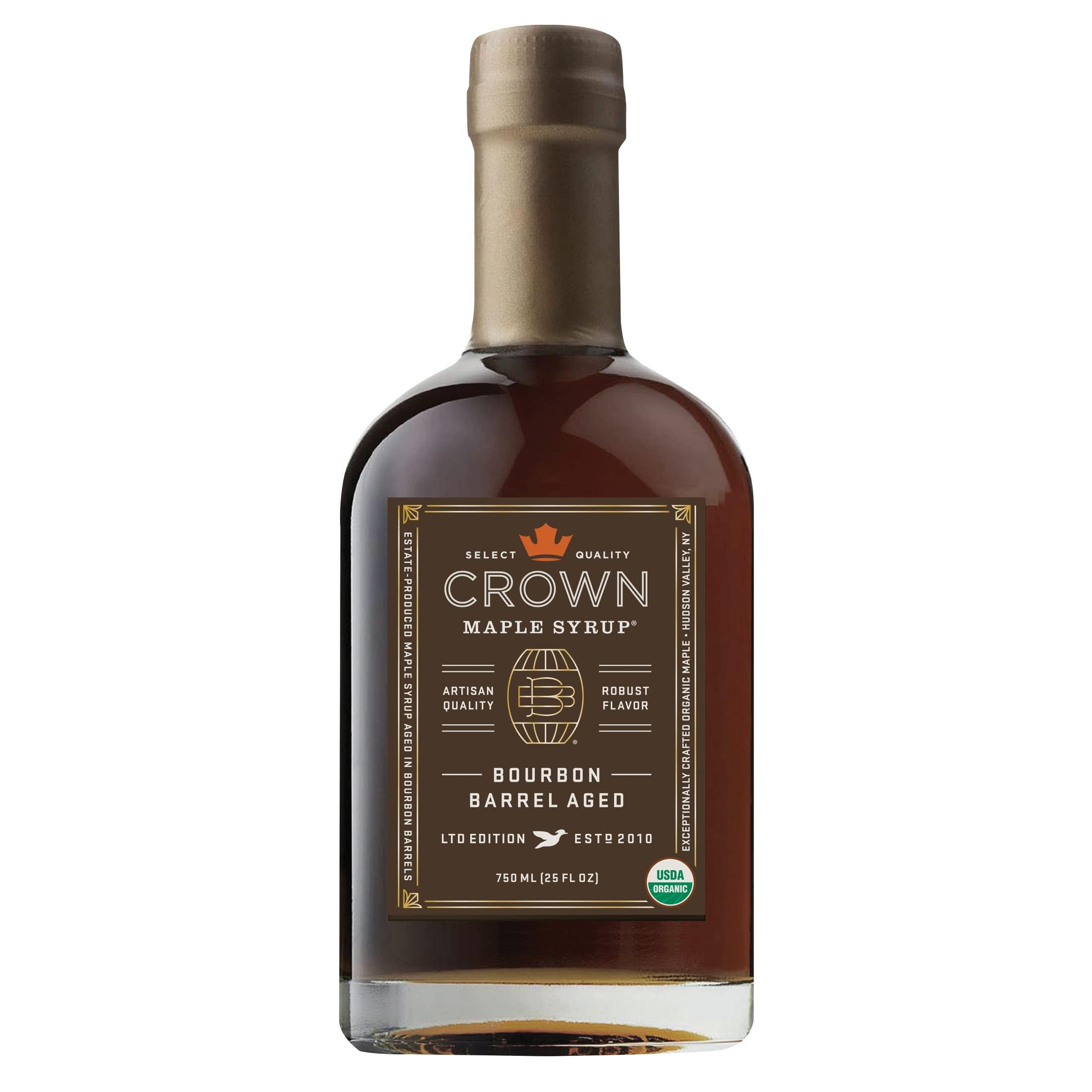 Crown Maple Crown Maple Bourbon Barrel Aged Organic Maple Syrup, 25 Fl Oz, Pancakes, Flavor Cocktails, Marinades and Sauces
