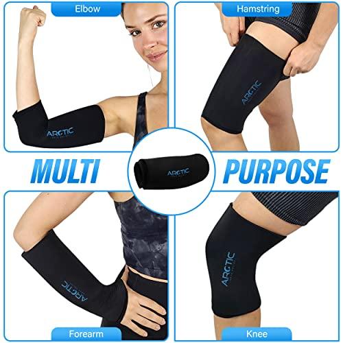 Arctic Neck Relief Two Pack - Cold Therapy Compression Ice Sleeve, Knee Ice Pack Wrap for Injuries, Elbow, Quad & Hamstring Relief, Flexible & Reusable Cold Wrap Recovery for Meniscus, ACL, MCL, Ice & Heat Therapy