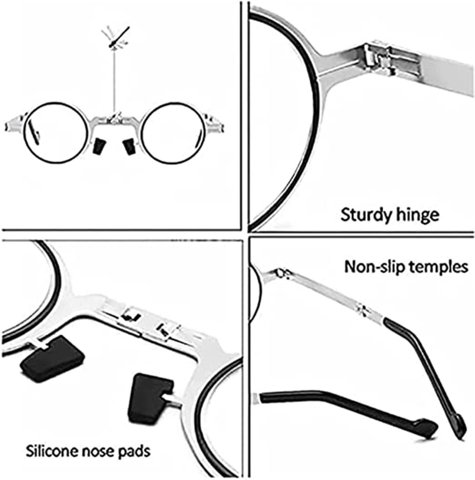 Assote Assote Ultra Light Titanium Material Screwless Foldable Reading Glasses, Anti-Blue Light Folding Reading Glasses (2pcs Round,+2.5)