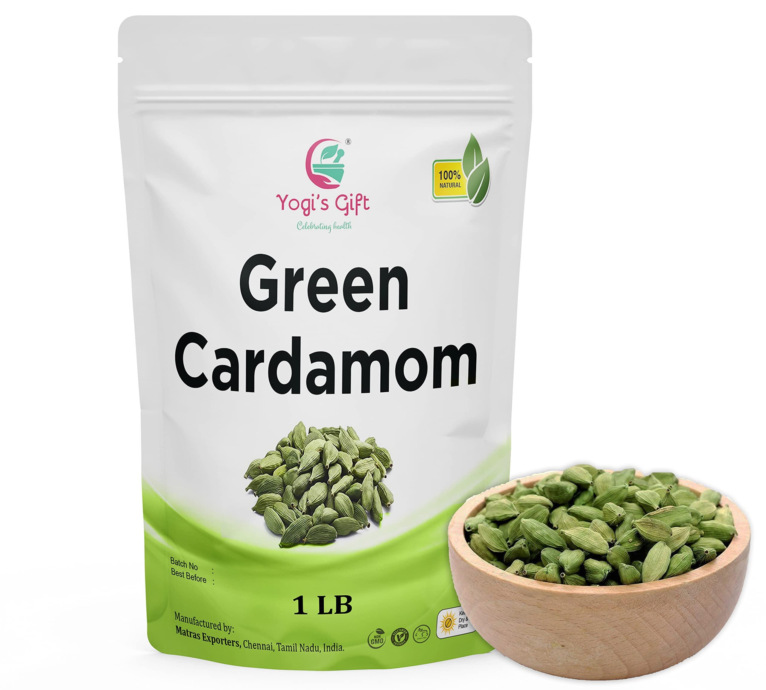 YOGI’S GIFT – Celebrating health Indian GREEN CARDAMOM Pods Whole | Cardamom bulk 1 lb | Flavourful Indian Spice | Semillas de Cardamomo | by Yogi's Gift ®