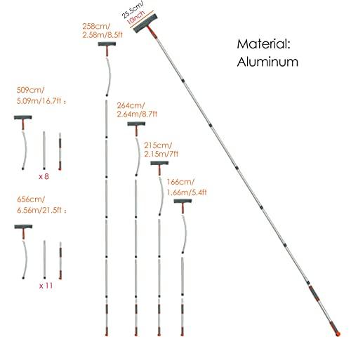 YXXSDP Home Bendable Window Cleaning Pole, Aluminum Safey Window Squeegee with Scrubber Combo, Window Cleaner for Porch Apartment Bathrooms (Size : Length 656cm/6.56m/21.5ft)