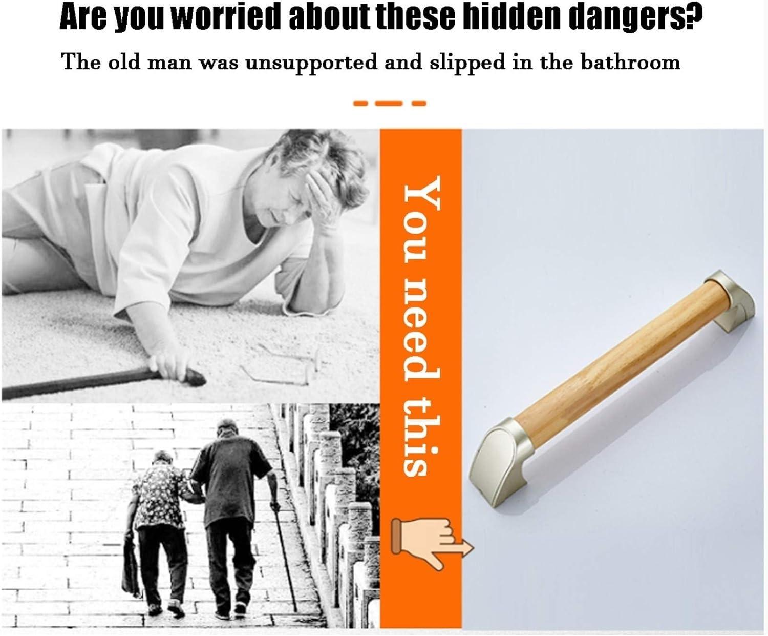 KarFri Safety Support Rails Wood Grab Rail for Shower for Elderly Wooden Grab Bars Handle Antislip Grab Rail Wall Mounting Towel Rail Bar (Color : Light Wood Color, Size : 40cm(15.7in))