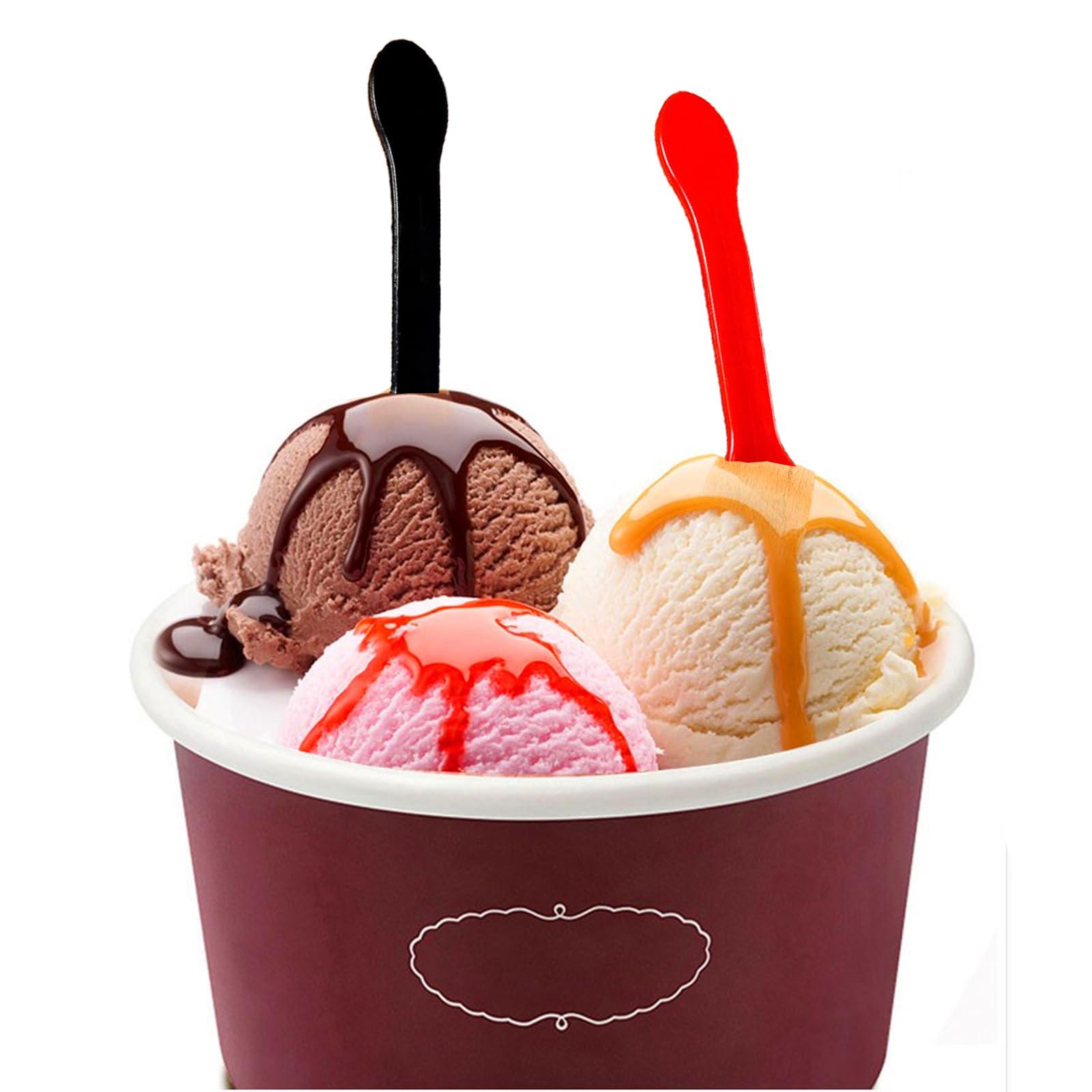 JAMOGOU 100 Pieces Ice Cream Scoops, Independent Packaging Disposable Cake spoon, Plastic Yogurt pudding spoon, Ice cream spoon (Clear)