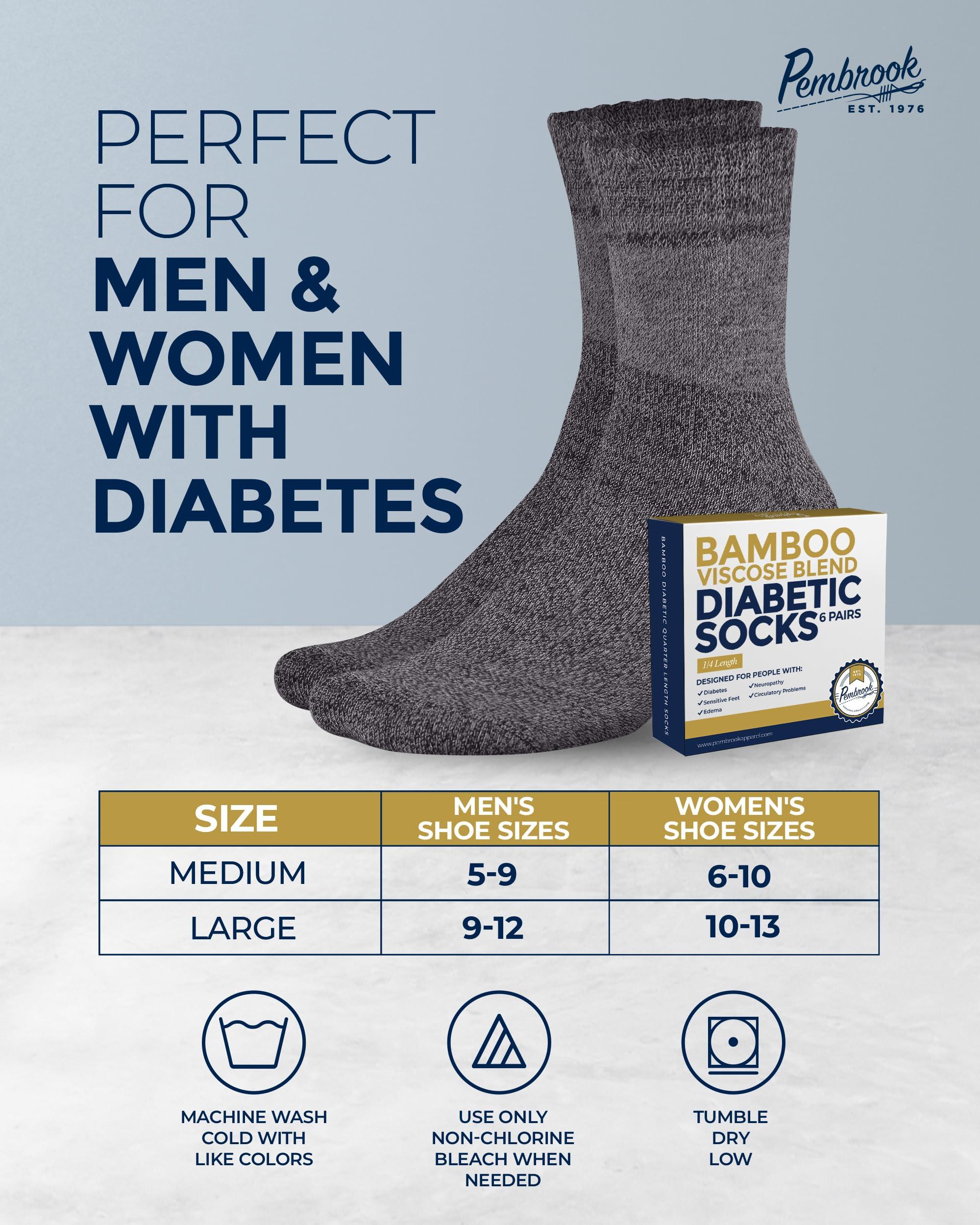Pembrook Pembrook Bamboo Viscose Diabetic Socks for Women & Men - 6 Pairs Ankle Socks for Swollen Feet | Neuropathy Socks | Moisture Wicking Diabetes Socks | Tan, Light Tan, Navy, Light Blue, Grey, Light Grey