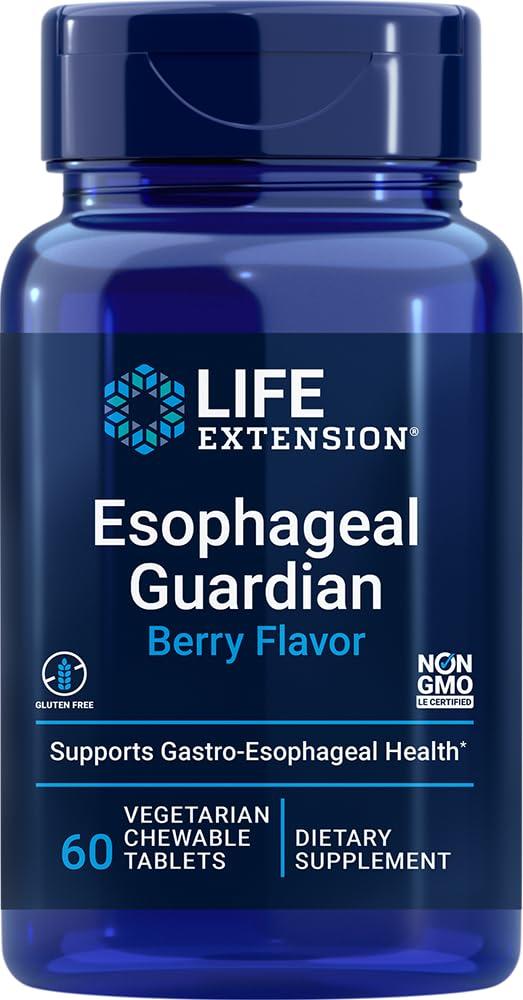 Life Extension Life Extension Esophageal Guardian, alginic Acid, Potassium Bicarbonate, get Long-Lasting Relief from gastric Distress, Vegetarian, Non-GMO, Gluten-Free, 60 Vegetarian chewable Tablets