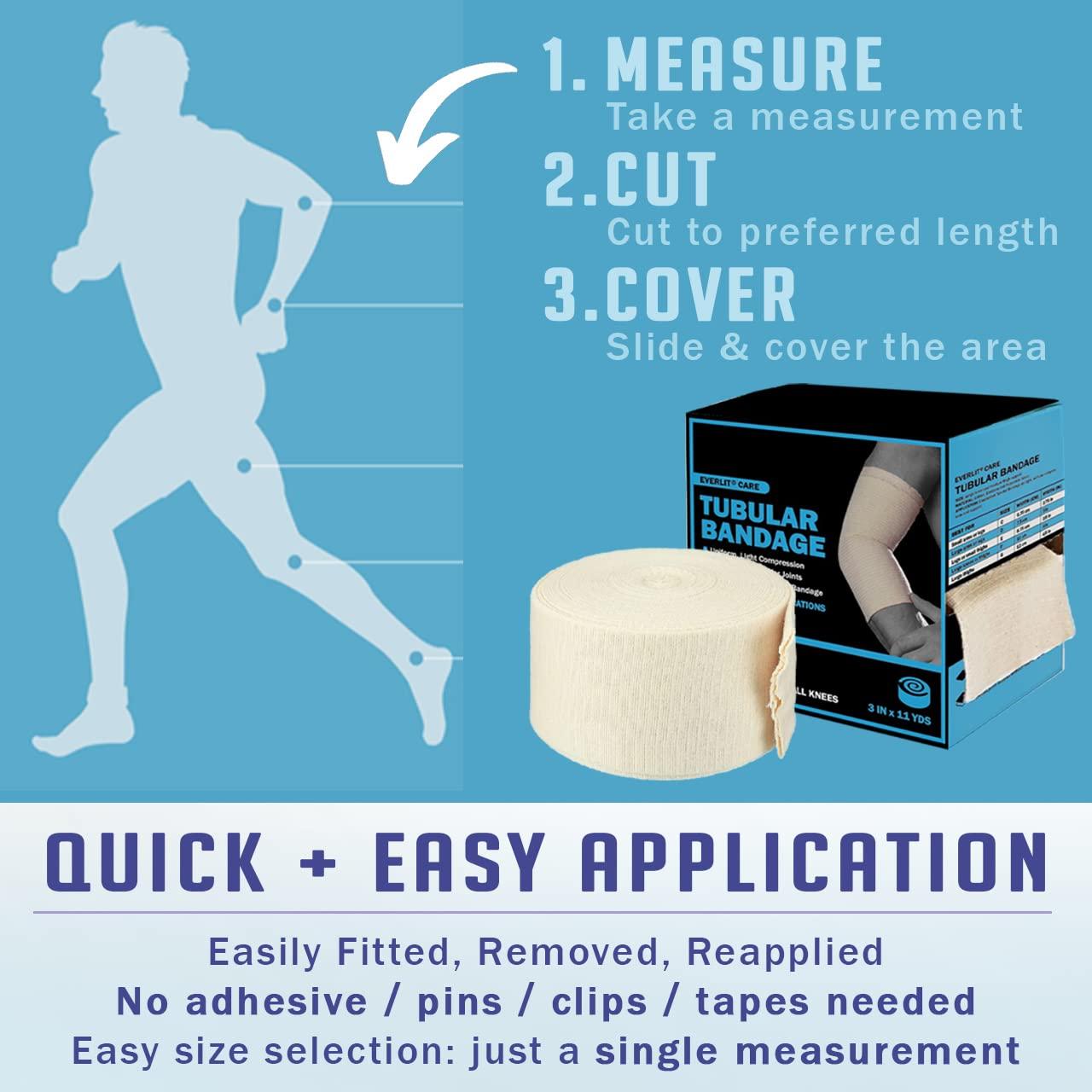 EVERLIT EVERLIT Elasticated Tubular Support Bandage | Stockinette Tubing for Large Arm, Knees, Legs | Light to Moderate Compression Bandage Roll for Tissue Support (Size F | 4\" x 11 yd)