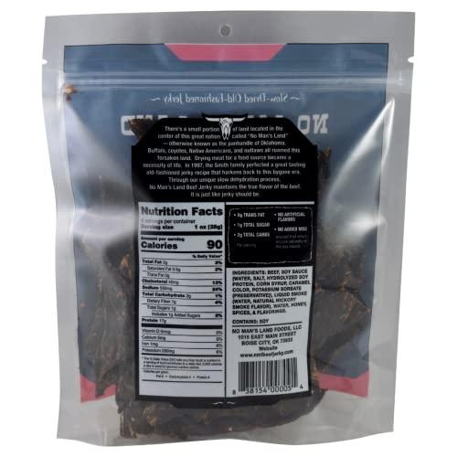 NO MANS LAND BEEF JERKY No Man’s Land HOT Beef Jerky High Protein Low Calorie Low Carb Beef Snack 6.0oz Bag