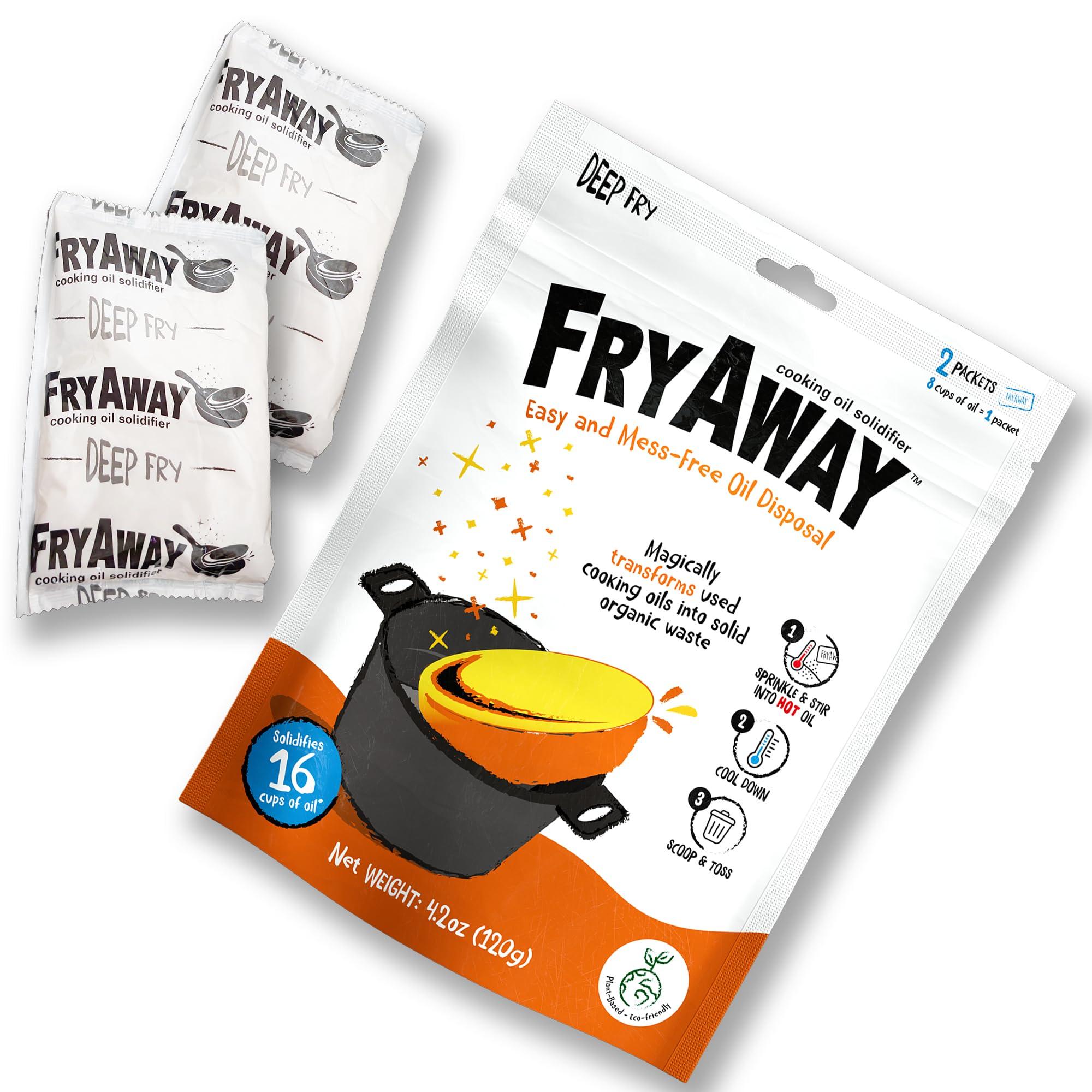 FryAway FryAway Deep Fry Cooking Oil Solidifier, As Seen on Shark Tank, Solidifies 1 Gallon of Oil - Plant-Based Powder, Transforms Oil to Solid, Mess-Free Cleanup and Disposal - Easy to Use, Made in US, Kosher.