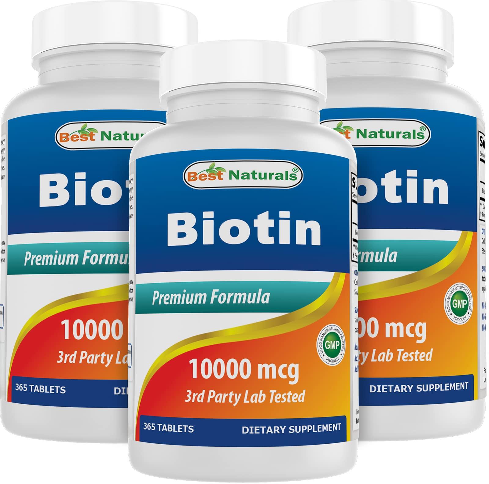 Best Naturals Best Naturals Biotin (Also Called Vitamin B7), 10,000 mcg Tablets (365 Count (Pack of 3))