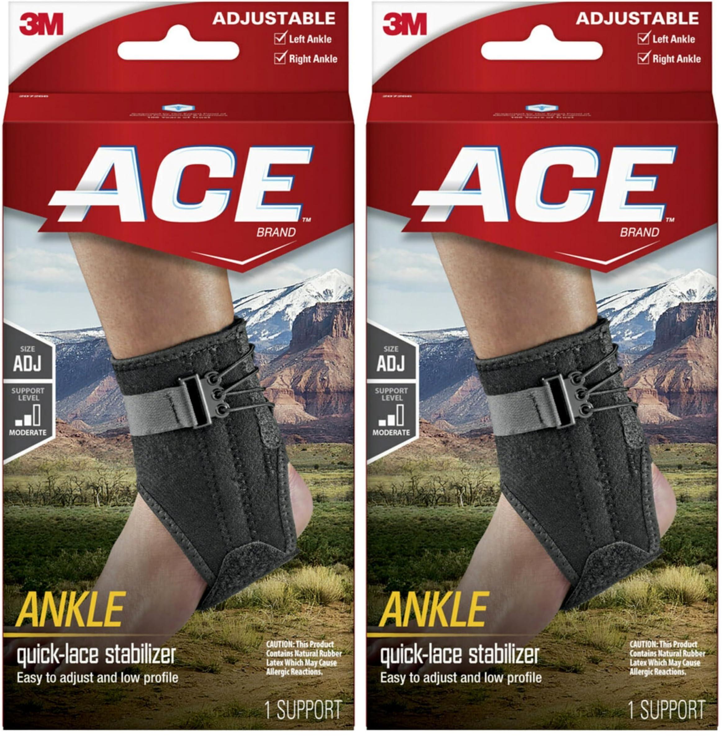 ACE ACE Ankle Brace with Side Stabilizers, Adjustable, Black, 1/Pack (Pack of 2)