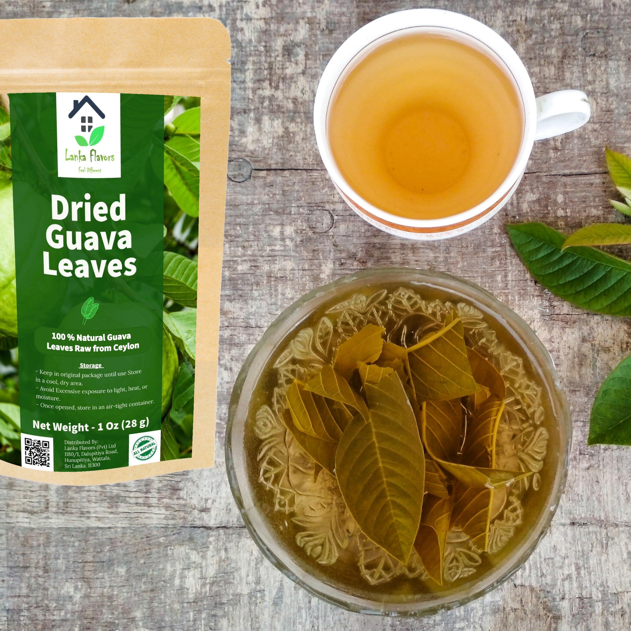 Lanka Flavors Feel Different Dried Guava Leaves 1 Oz (28g) Hojas De Guayaba Herbal Tea Natural Organic Air Dried Whole Leaf Harvested from Ceylon - Lanka Flavors Feel Different
