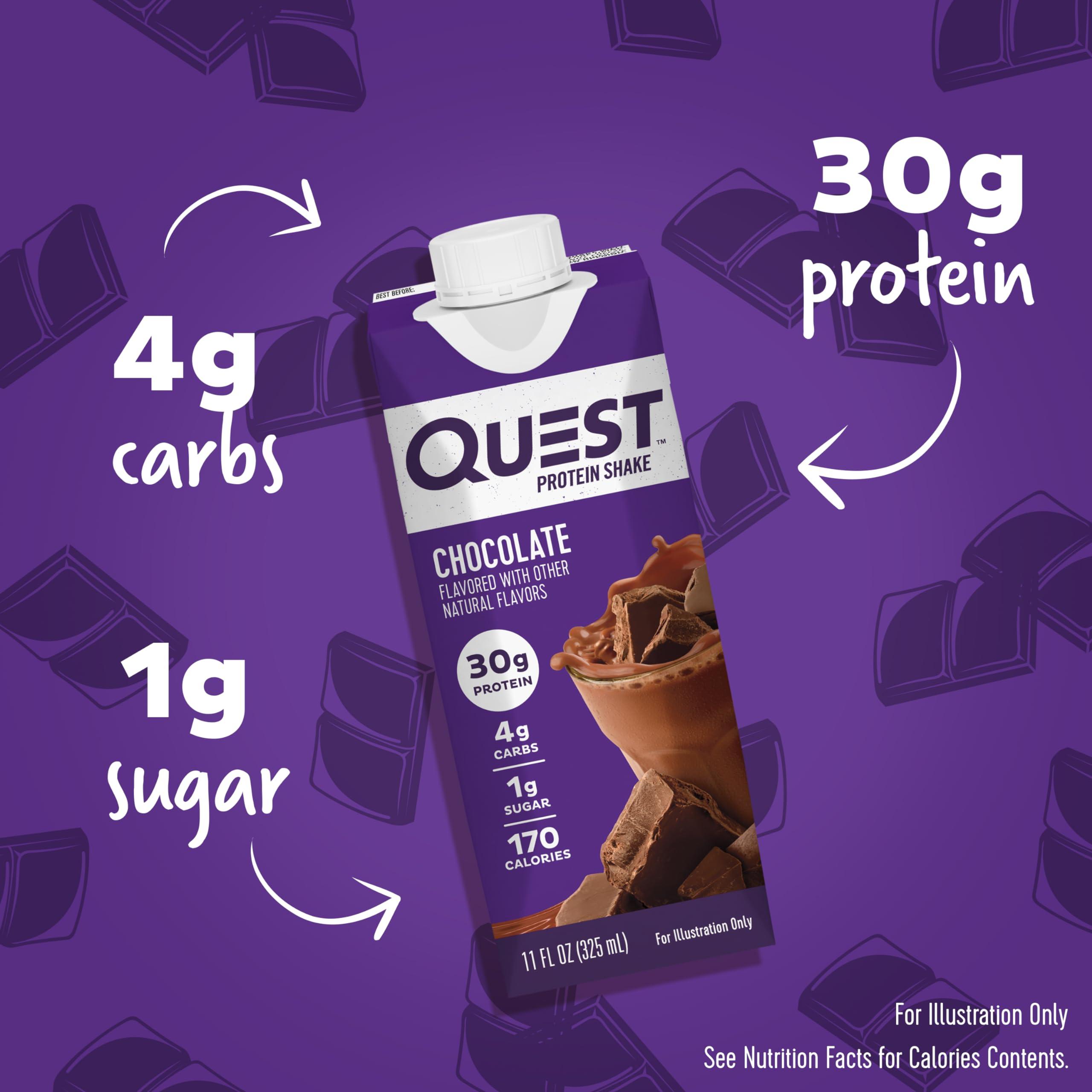 Quest Nutrition Quest Nutrition Ready To Drink Chocolate Protein Shake & High Protein Low Carb, Gluten Free, Keto Friendly, Peanut Butter Cups, 12 Count (Pack of 1) (total- 17.76 Ounce)