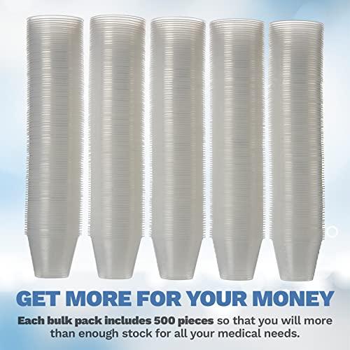 MEDca Clear Medicine Cups (1oz) - Pack of 500 - Plastic Disposable Graduated Medicine Cups with Measurements for Medication Arts & Crafts Mouthwash and More