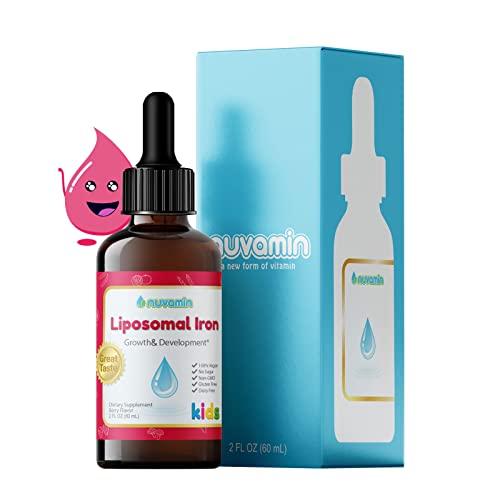 Nuvamin A New Form of Vitamin Nuvamin – Liquid Liposomal Iron Drops for Baby, Toddlers, Kids, & Adults, 2Fl.Oz (60ml), 120 Daily Serving. Great Taste - All Natural - Vegan - No Metallic Aftertaste, Berry Flavor