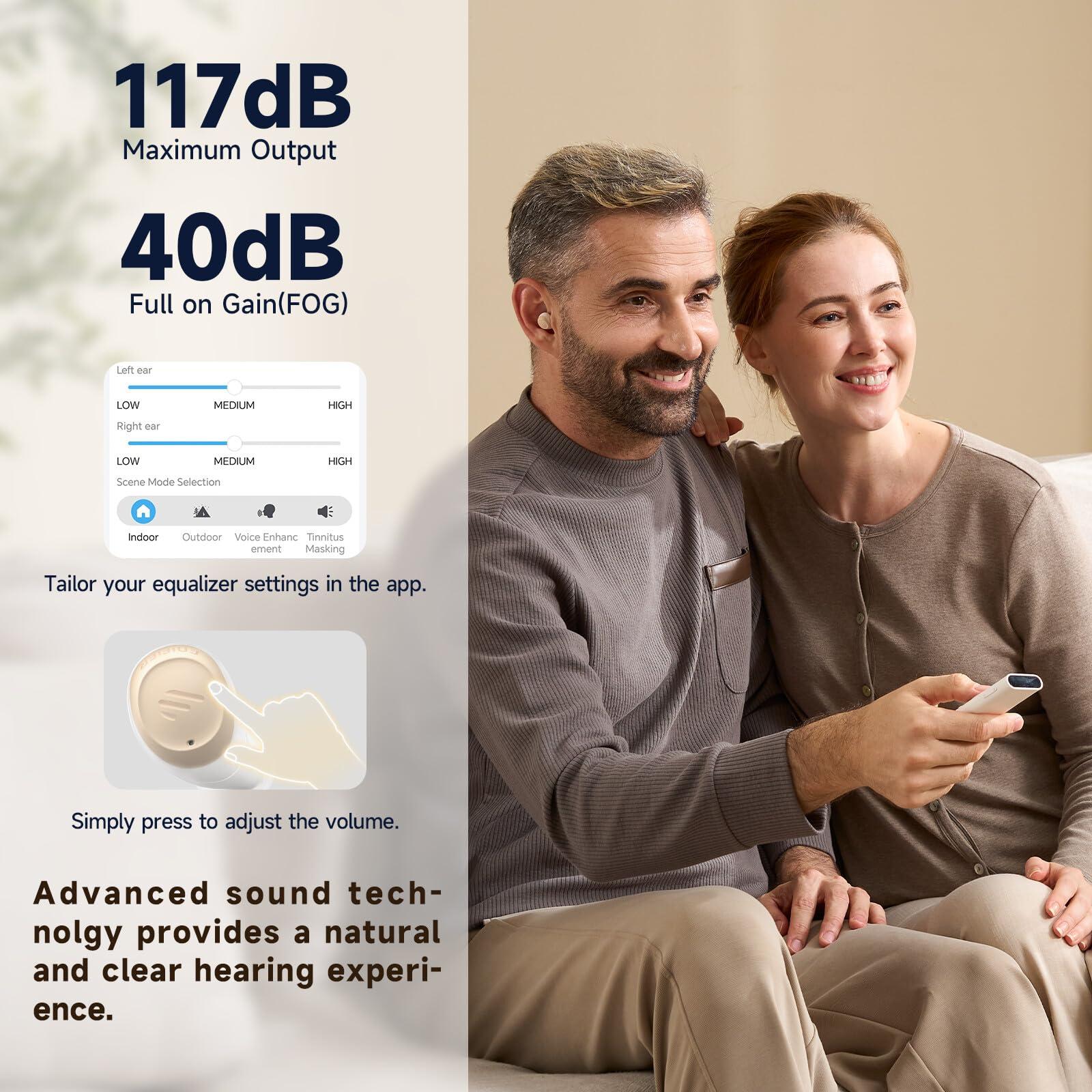 Edifier Mini Hearing Aids, Hearing Aids for Seniors with Bluetooth, Rechargeable Hearing Aid with Noise Cancellation,4 Professional Modes, OTC Hearing Amplifier,Nearly Invisible & Comfortable,App Control,Clear Sound
