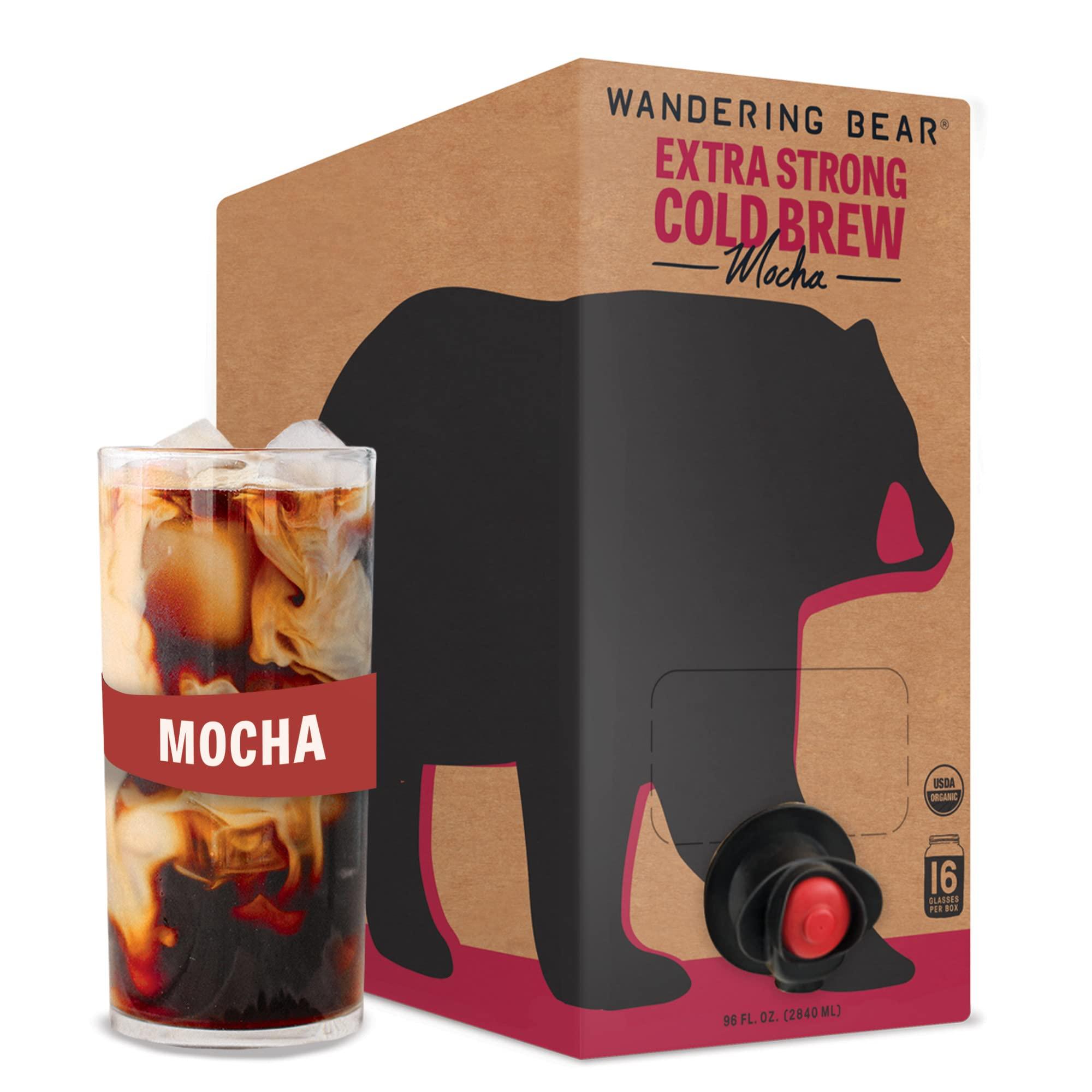Wandering Bear Wandering Bear Organic Mocha Cold Brew Coffee On Tap, 96 fl oz - Extra Strong, Smooth, Unsweetened, Shelf-Stable, and Ready to Drink Iced Coffee, Cold Brewed Coffee, Cold Coffee
