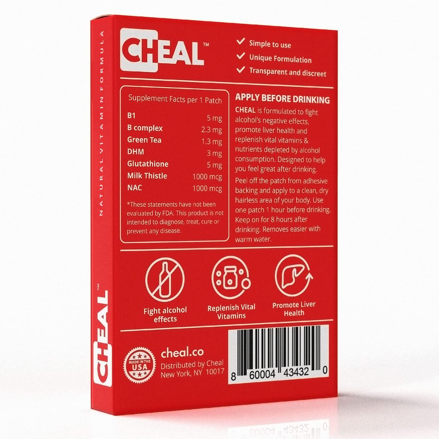 CHEAL Recovery Patch 5 Pack - Natural Replenishing Formula for Better Mornings | Before Drinking Use