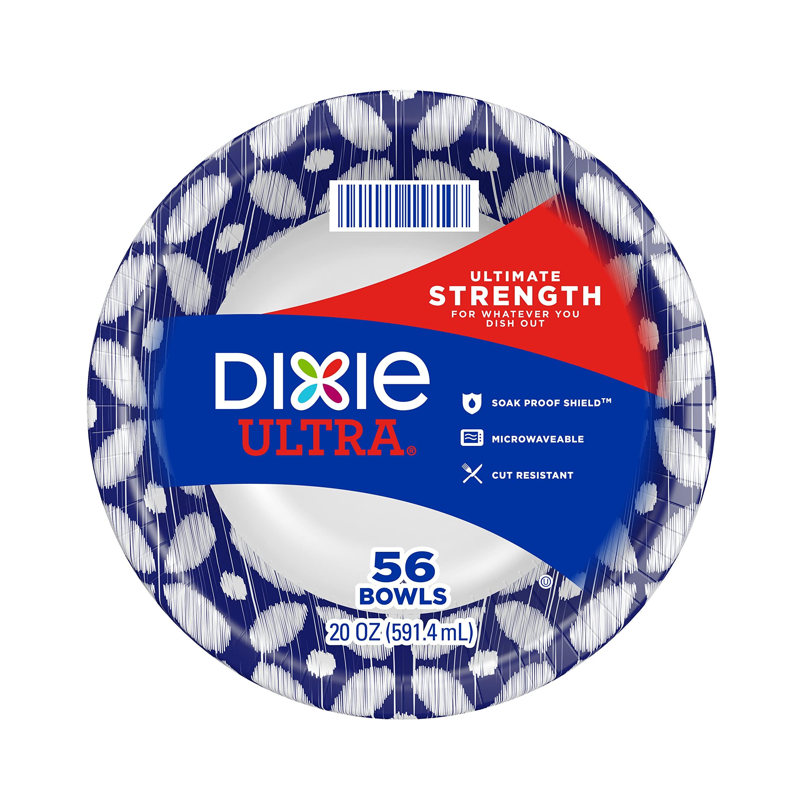 Dixie Ultra Dixie Ultra® Disposable Paper Bowls, 20 ounce, Dinner Size Printed Disposable Bowls, 56 Count (1 Pack of 56 Bowls),