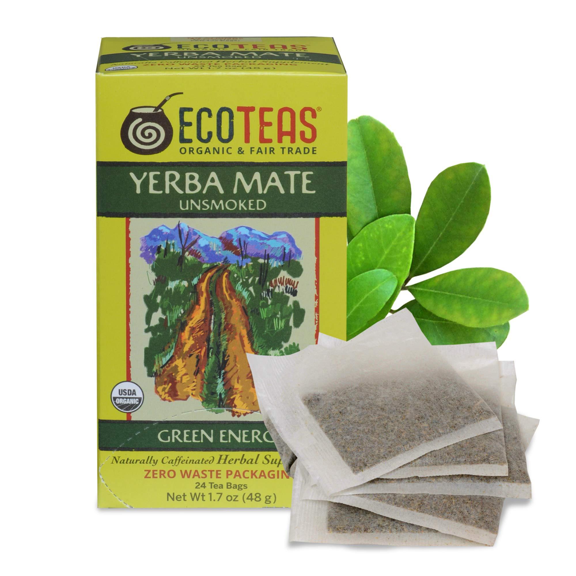 ECOTEAS ECOTEAS Organic Unsmoked Yerba Mate Tea Bags - 24 Count, 1.7 Oz - Organic Detox Tea - Hi Caf Tea - Clean Yerba Mate Energy Burst - Ecoteas Yerba Mate
