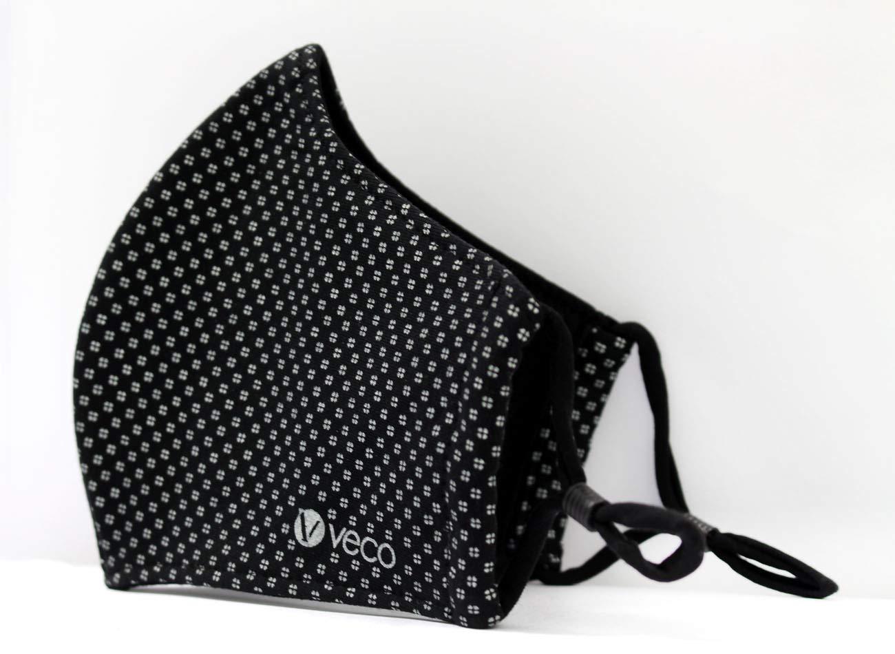 VECO VECO Fabric Face Mask - Pack of 5 (Adult, Black Combo)