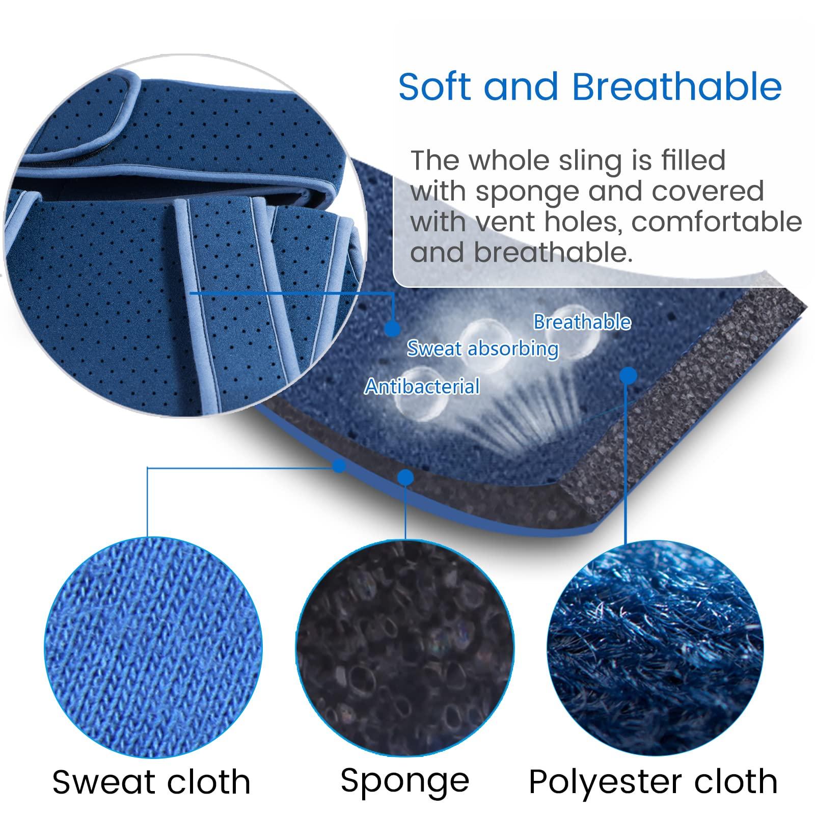 Velpeau Velpeau Arm Sling for Sleep, Shoulder Immobilizer for Women & Men - Very Soft Sling for Rotator Cuff Tear, Fractured, Dislocation, Broken, Postoperative, Fits Left & Right (Blue, M: Bust 27.5-39.5)