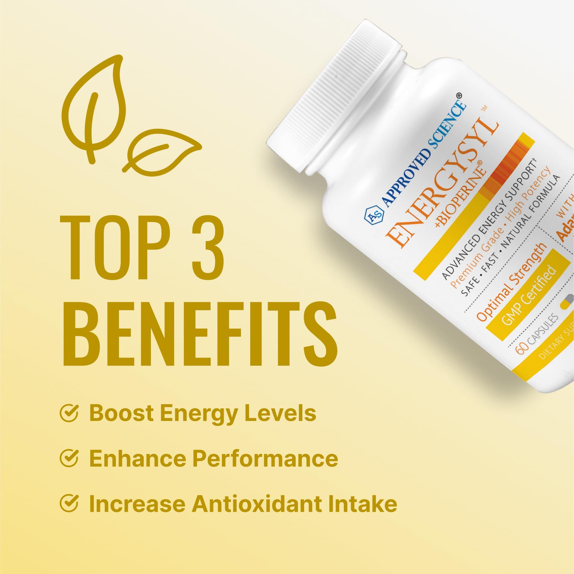 Approved Science Approved Science Energysyl - Caffeine Free - with Adaptogens, B Vitamins, and Bioperine - 3 Month Supply - 180 Capsules