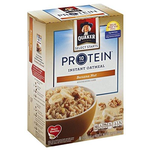 Quaker Quaker, Protein Instant Oatmeal, Banana Nut, 12.9 Oz, 6 Count (Pack of 2)