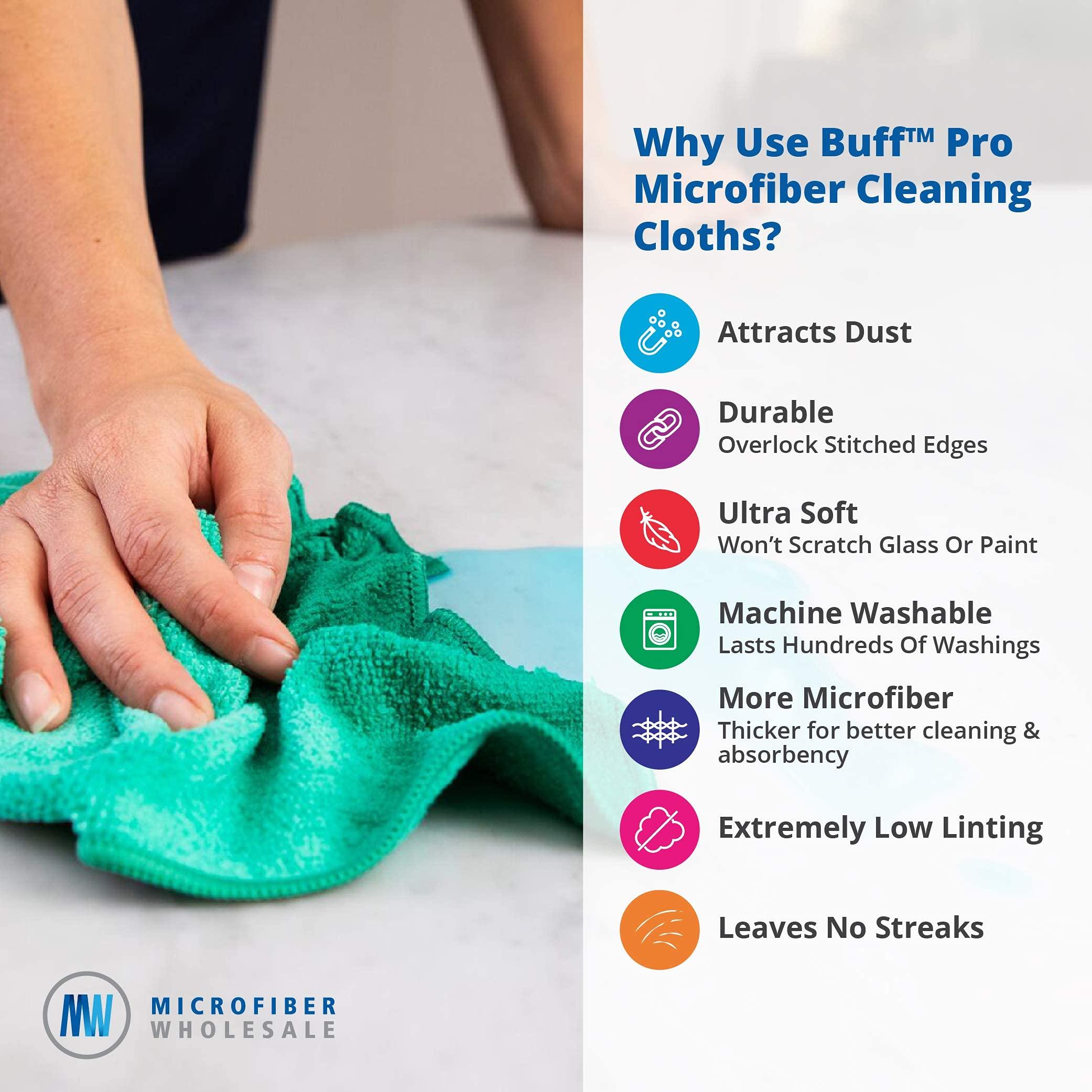 Microfiber Wholesale MW Pro Bulk Microfiber Cleaning Cloths Wholesale | Purple - Case: 384 Quantity | Size 12\" x 12\" | Premium Microfiber Towels for Cleaning Glass, Kitchens, Bathrooms, Automotive