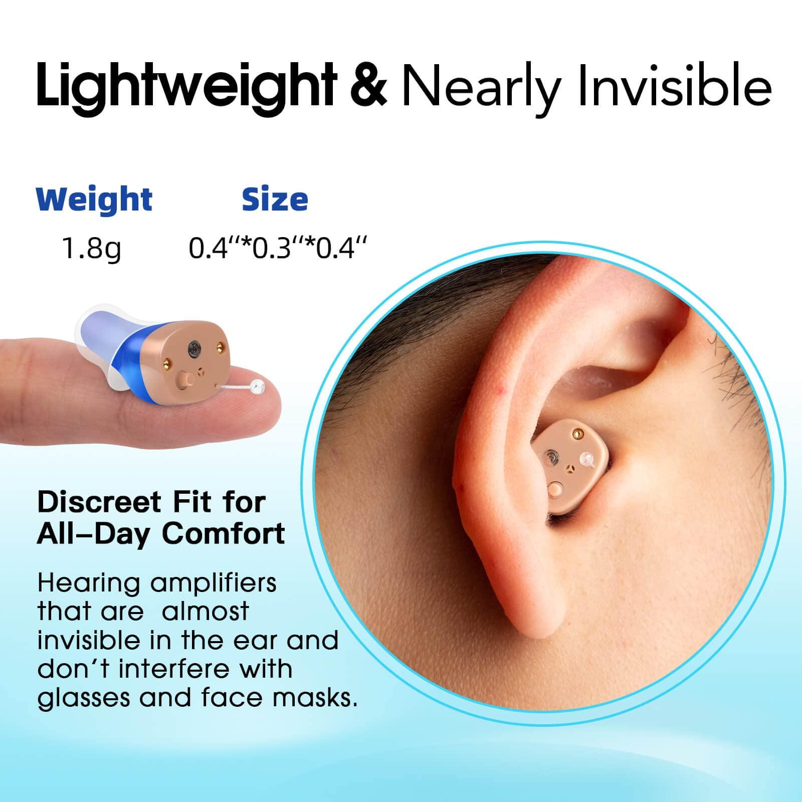 sierescon Sierescon Nano Digital Rechargeable Hearing Aids for Seniors - Completely-in-Canal Hearing Amplifier for Seniors with Noise Reduction, Pair (Blue &Red)