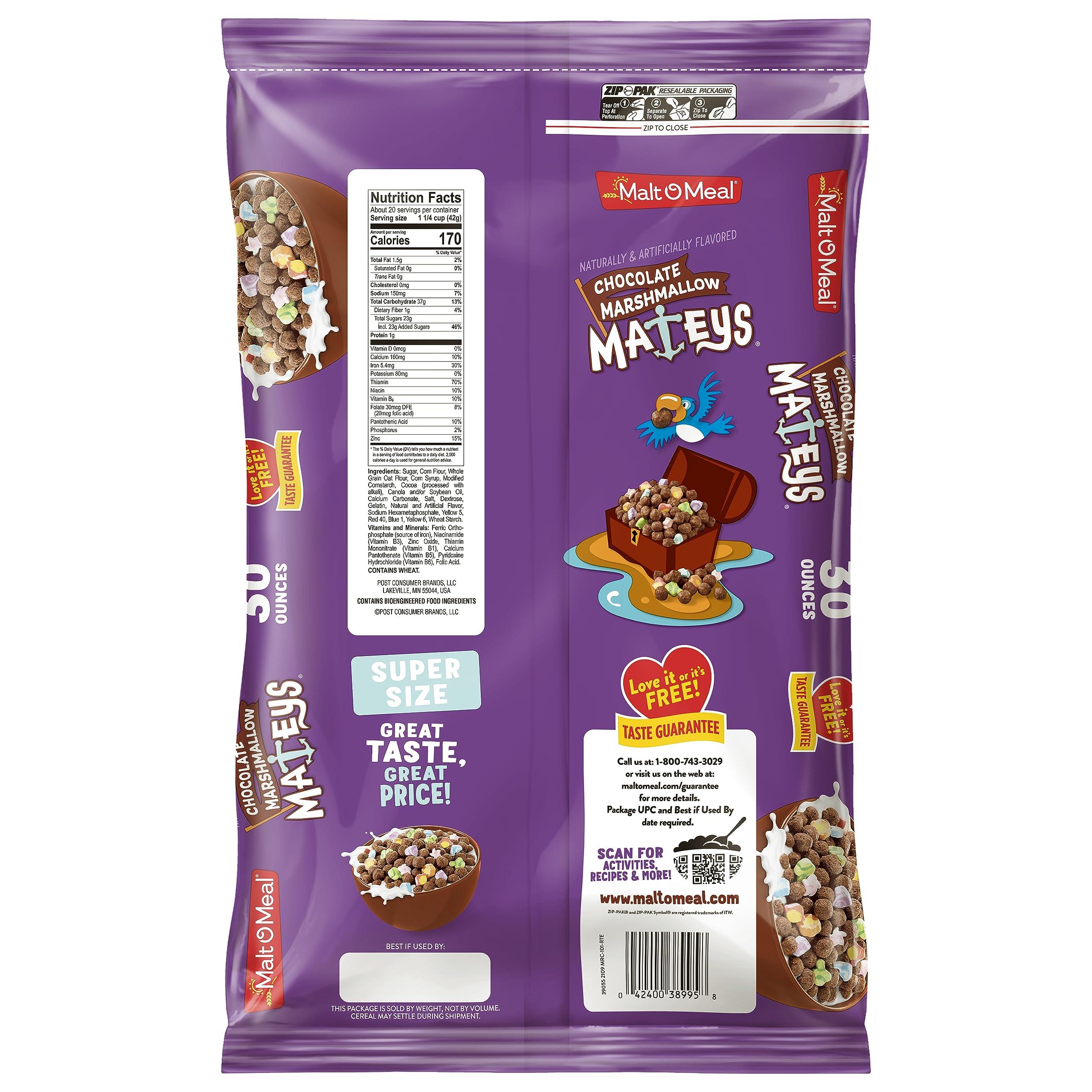 Malt-O-Meal Malt-O-Meal Chocolate Marshmallow Mateys Breakfast Cereal, 30 OZ Bag (Pack of 2)