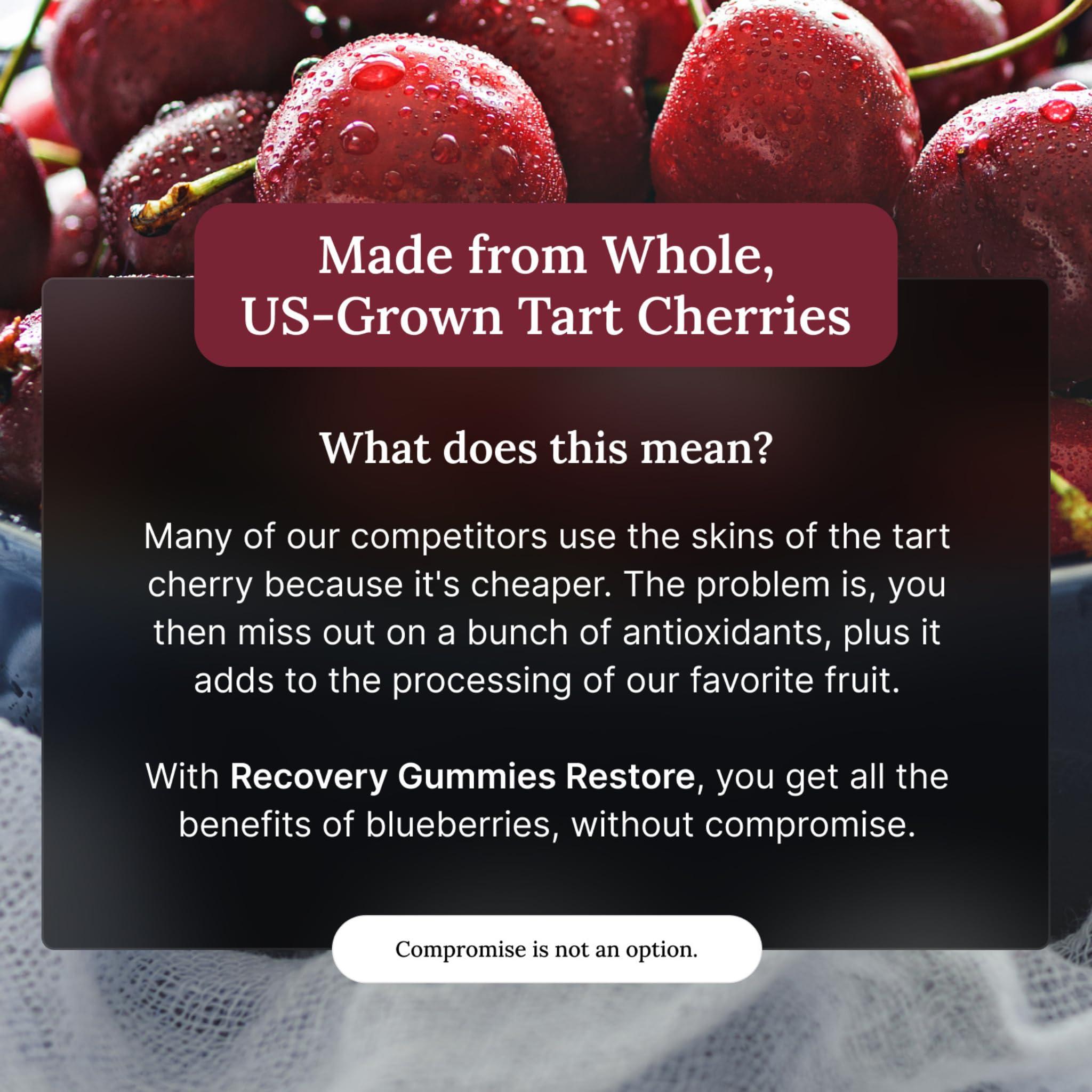 For Wellness Recovery Gummies - Tart Cherry Gummies for Muscle Recovery - Hibiscus Cherry Flavor with Antioxidants & Electrolytes Combats Soreness, Fights Inflammation, Boosts Energy - Vegan, Non-GMO, Gluten-Free