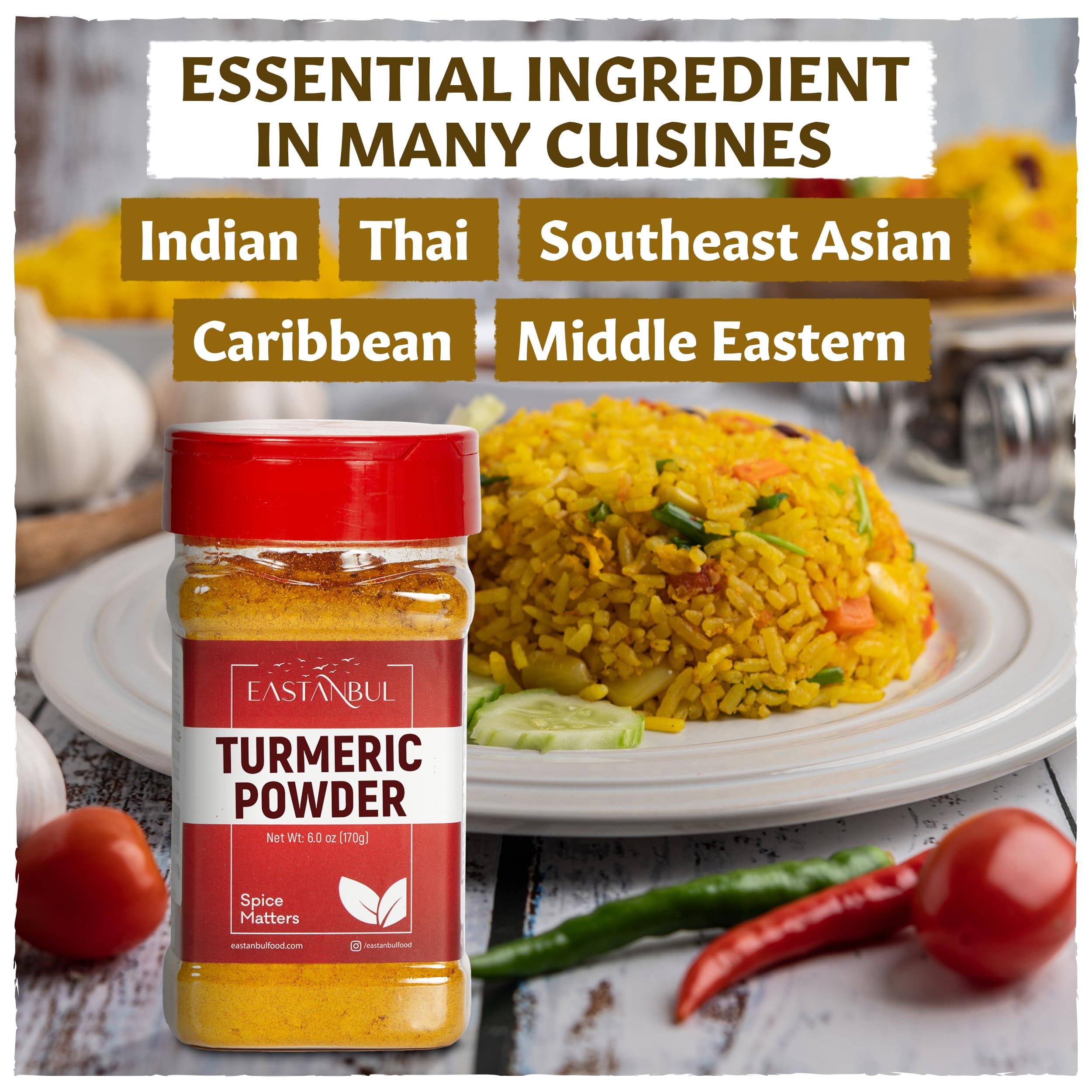 Eastanbul Eastanbul Turmeric Powder, 6oz, Ground Turmeric Powder AKA Curcuma En Polvo, Indian Tumeric Ground & Pure, Top-Notch Culinary, Perfect for Golden Milk, Sauces, Dressings, Natural, Vegan, Non-GMO