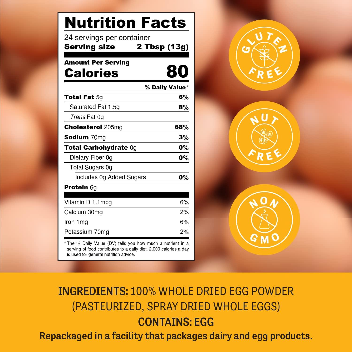 Judee's Gluten Free Judees Dried Whole Egg Powder 11 oz - Baking Supplies - Delicious and Gluten-Free for Breakfast, Baking, and Camping Meals - Simplifies Outdoor Cooking Preparation - Dried Eggs Powder