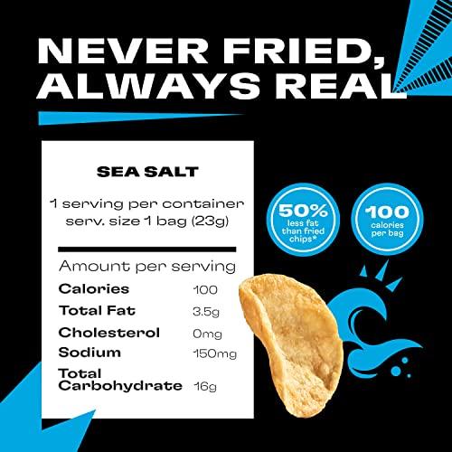 Popchips Popchips Potato Chips, Sea Salt, 12ct Single Serve 0.8oz Bags, Low-Calorie and Gluten Free, Salty Snacks for Adults and Children, Non-GMO, Vegan & Kosher Friendly, 100 Calories Per Bag