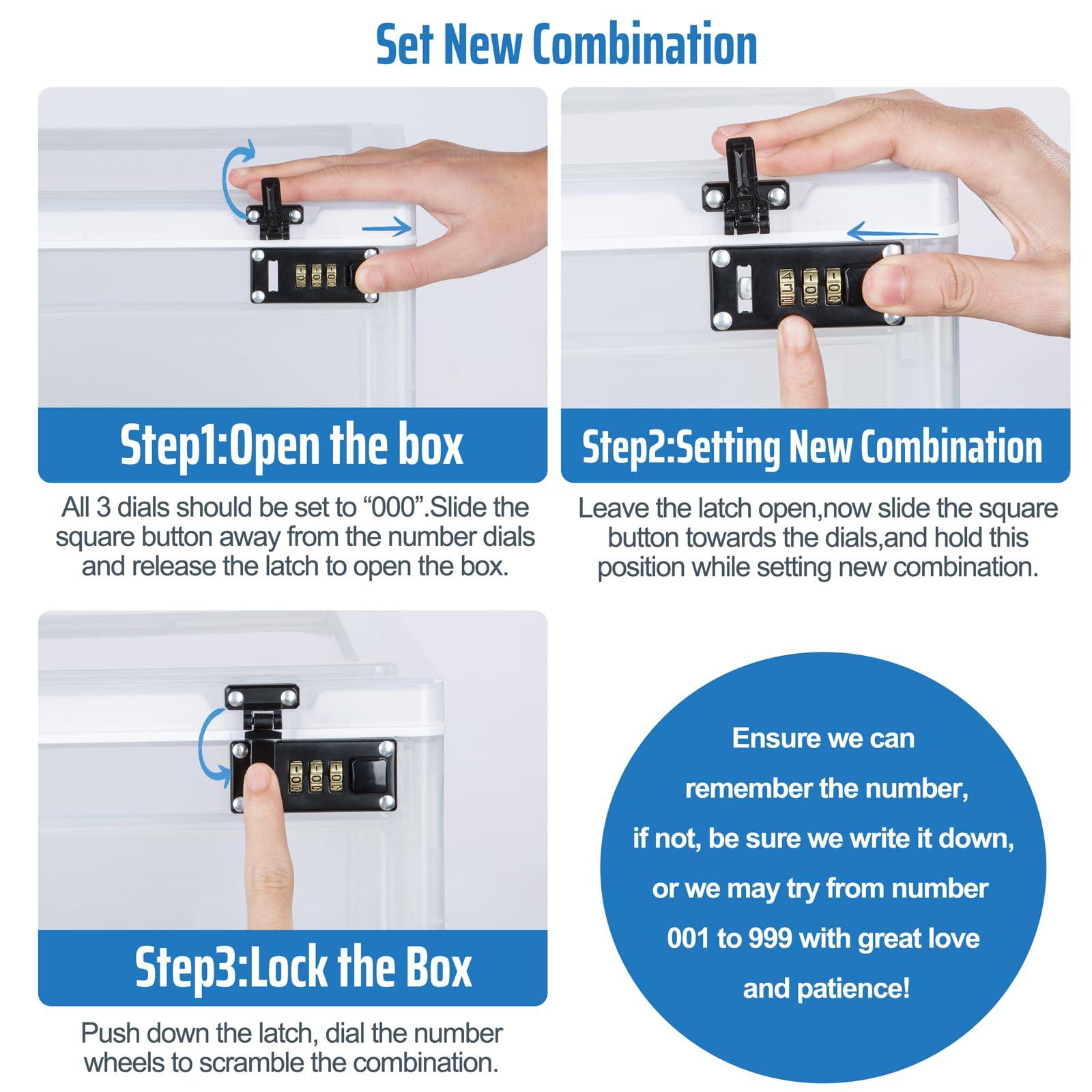 SANIDIKA Lock Box with Locker,Lockbox for Office,School,Home Personal Items Safe,Medicine Lockable Cabinet,Food Snacks Container,Files Documents Organizer,Kids Proof Prize Box (Translucent Black)