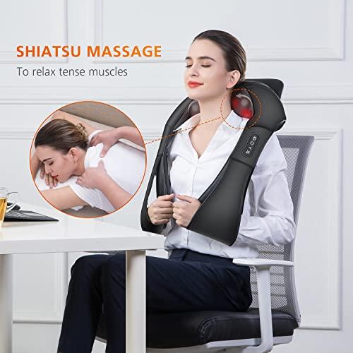 Snailax Snailax Shiatsu Neck and Shoulder Massager - Back Massager with Heat, Deep Kneading Electric Massage Pillow for Neck, Back, Shoulder,Foot,Body Mini Massage Gun