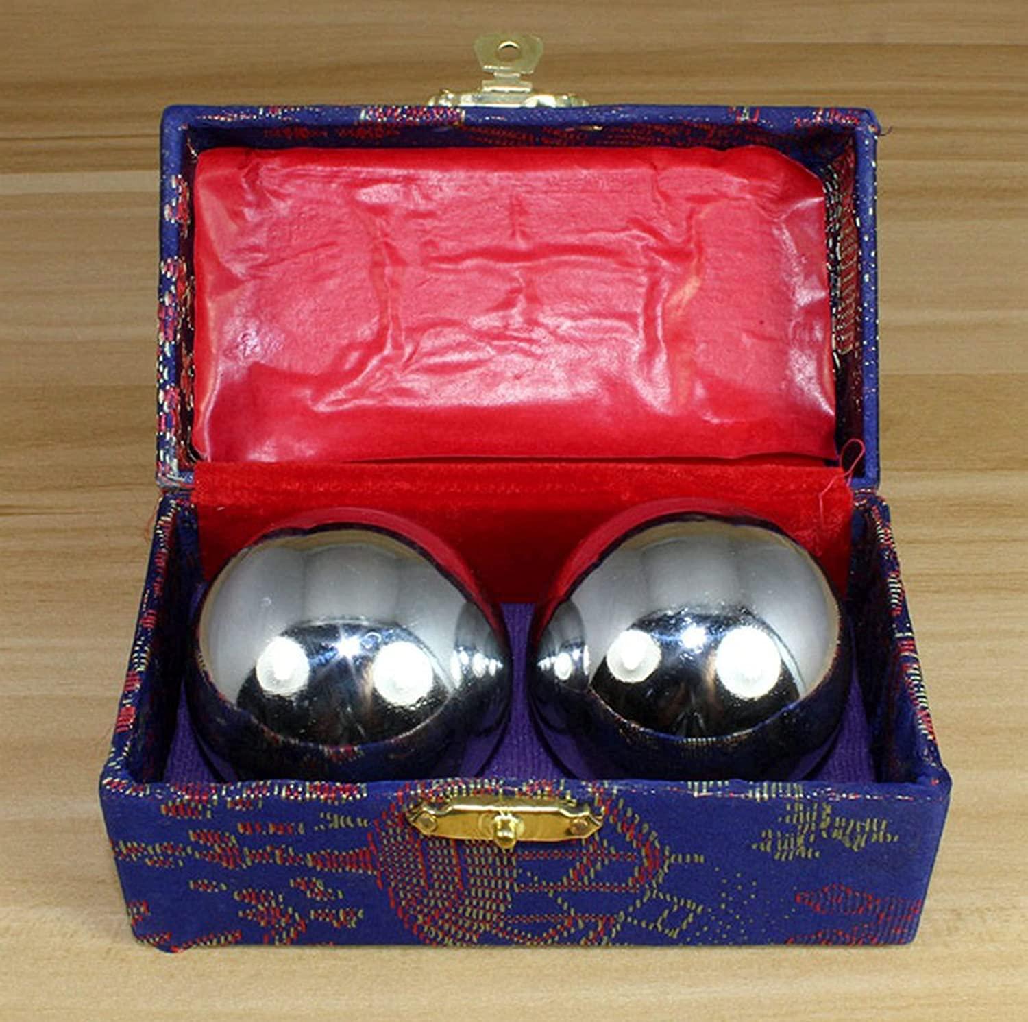 ZHANGZONG Baoding Balls Chinese Health Balls Stress balls for adults ZHANGZONG 1.7Inches Exercise Stress Balls, Chrome-Plated Silver Imitation Solid Hand Massage Hand Balls, for Stress Relief Hand Exercise Ball