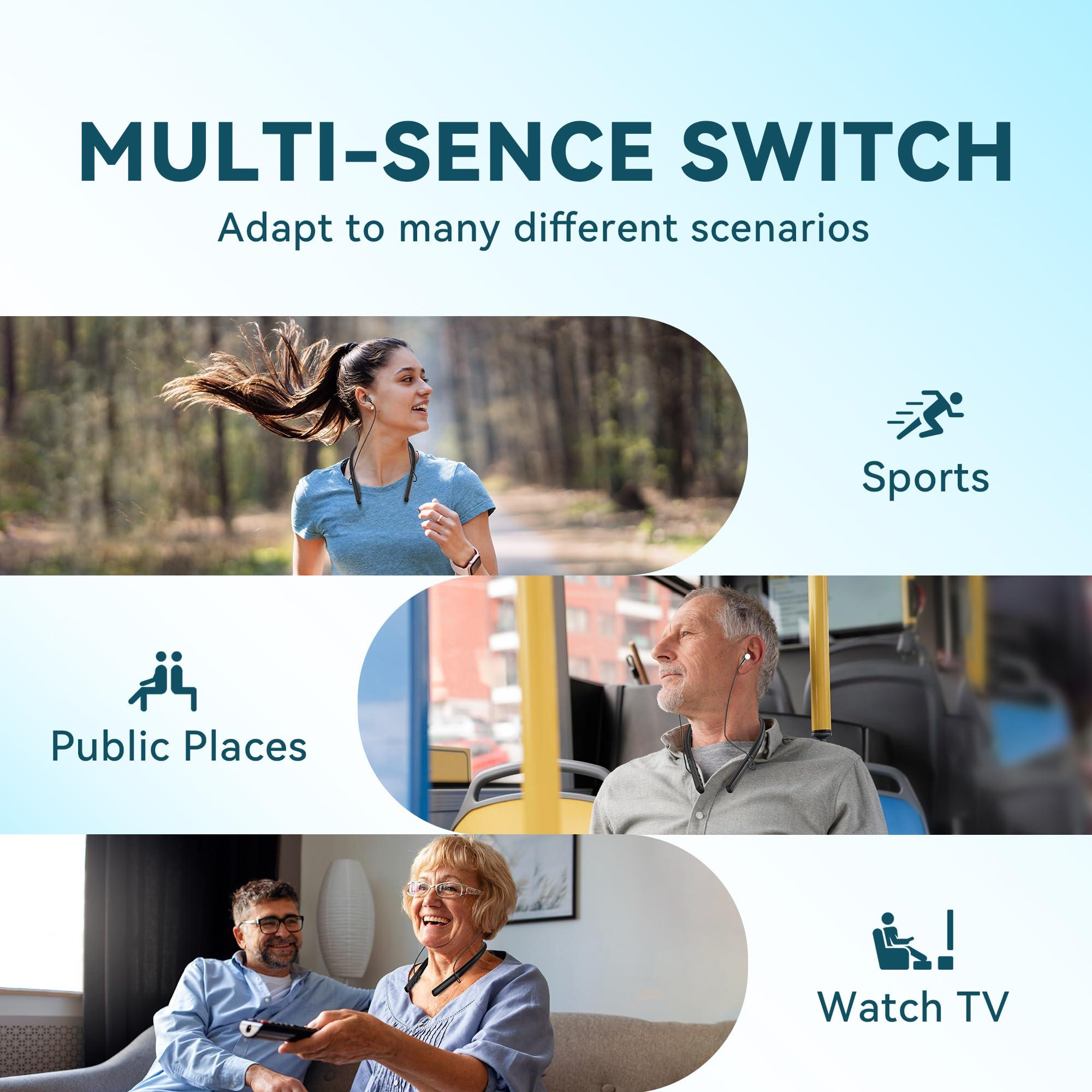 DiGGiNGSOUND DIGGINGSOUND Hearing Aids, Neckband Hearing Aids with Bluetooth, Hearing Aid Amplifier for Seniors with Noise Cancelling, One Charge Used for a Whole Day