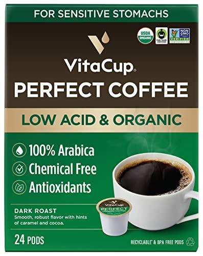 VitaCup VitaCup Perfect Low Acid Coffee Bundle, Pure & Smooth USDA Organic & Fair Trade, Mycotoxin Free, Dark Roast | 24 CT Pods & 24 CT Instant Coffee Packets