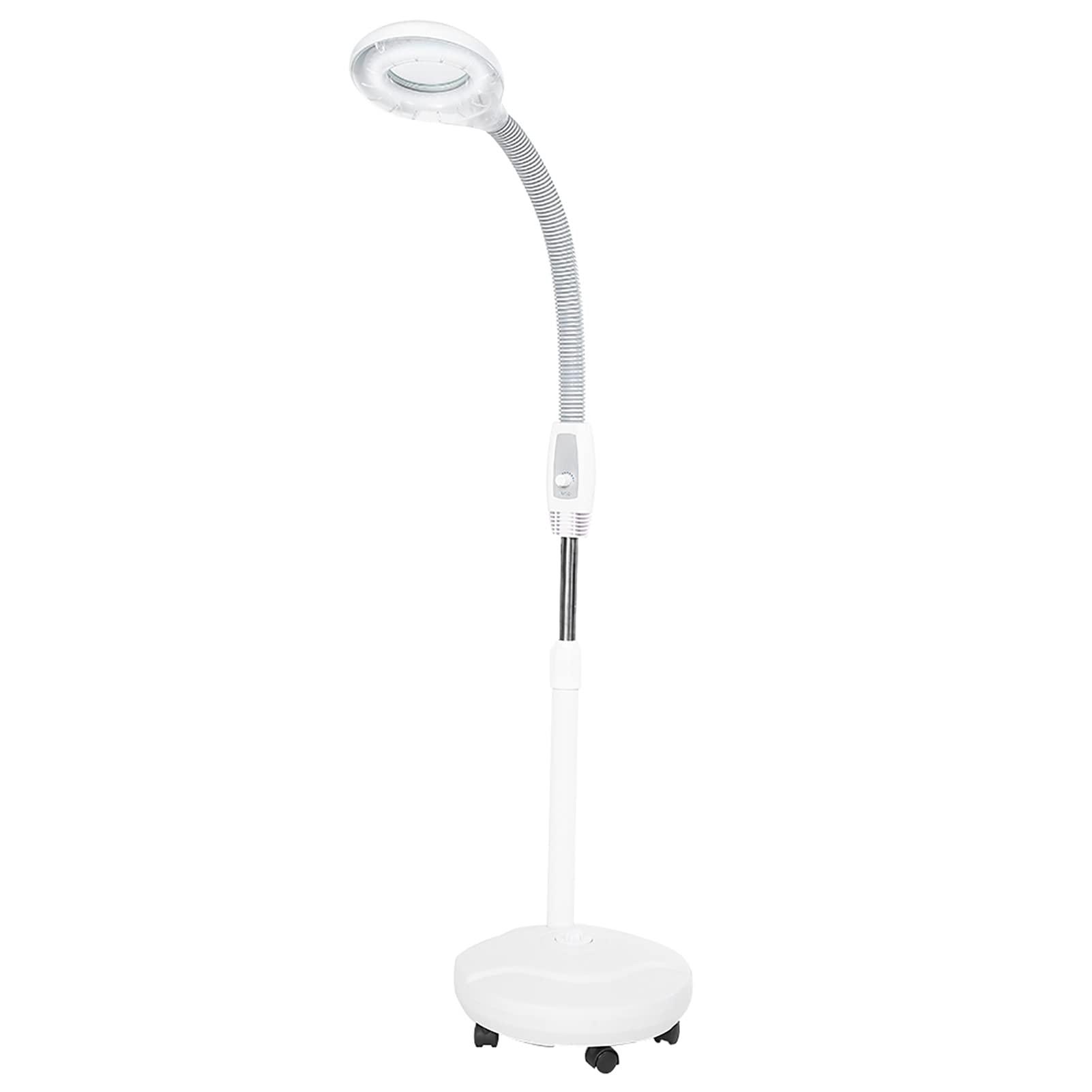 Qkiss Magnifier Floor Stand Lamp, LED Magnifying Lens, LED Magnifying Lamp, 3X Magnifying LED Light,Adjustable Height Stand for Beauty Makeup Detailed Care & Illumination(US)