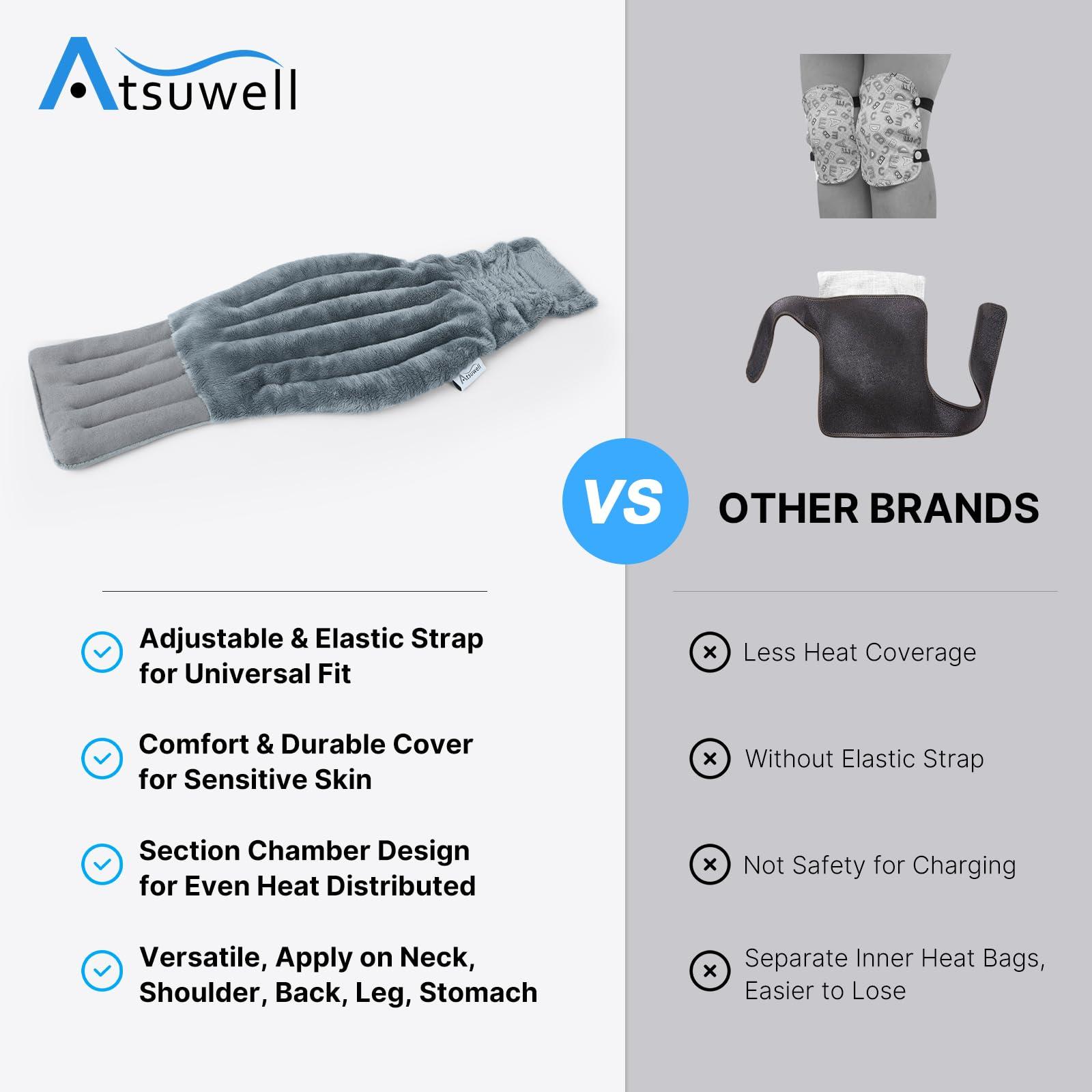 Atsuwell Atsuwell Microwave Heating Pad for Knee, Microwavable Heated Knee Wrap for Elbow, Cramps, Muscle, Joint, Knee Heating Pad Microwavable for Warm Compression, 2 Packs
