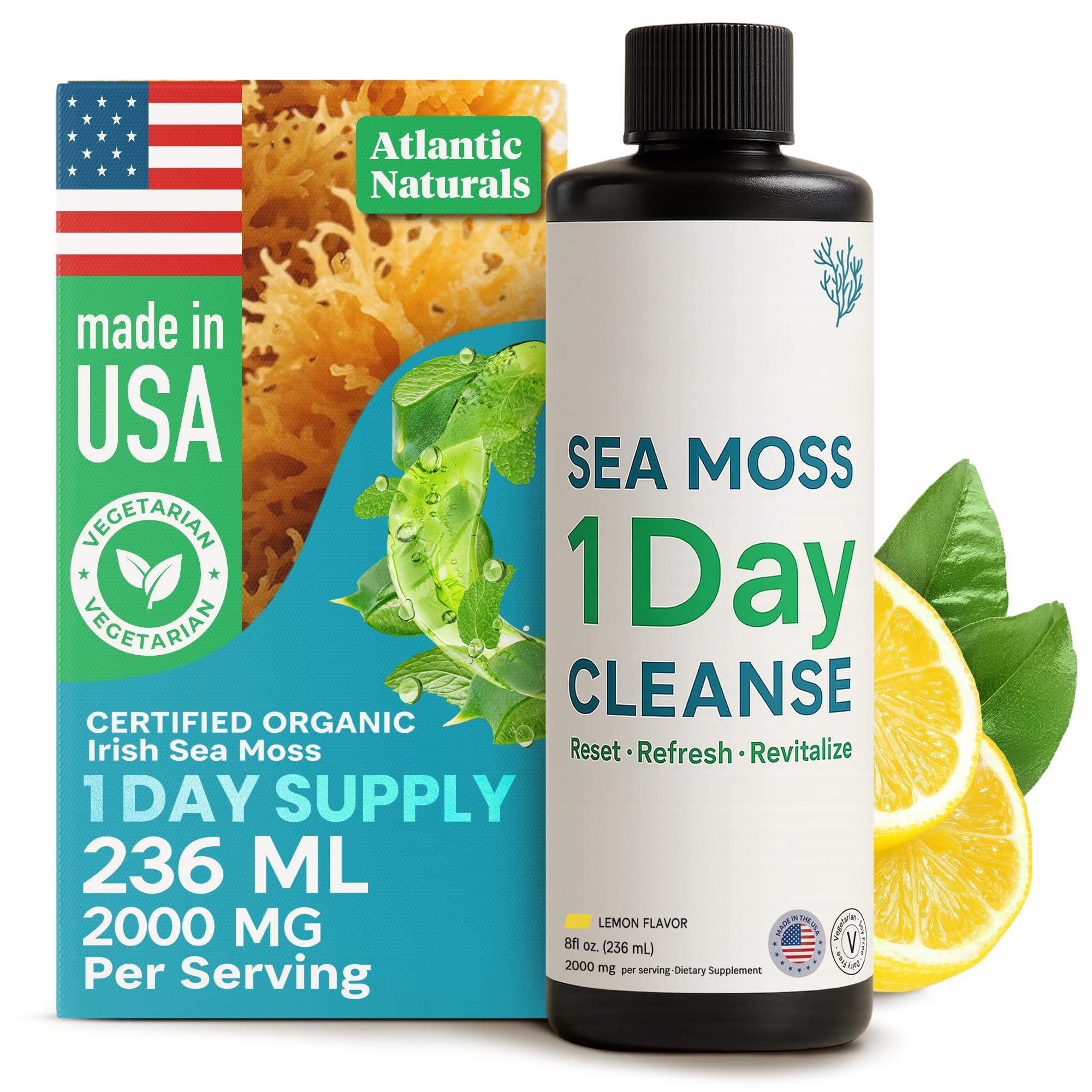 Atlantic Naturals Atlantic Naturals - 1 Day Colon Cleanse Full Body Detox Drink - Sea Moss Supplement for Women & Men, Gut Health, Kidney & Liver Immune Energy Enhancer Gut Cleanse - Lemon Flavor Juice, 8 fl oz