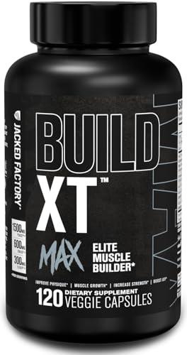 Jacked Factory Jacked Factory Build-XT Max Muscle Builder for Men and Women - ATP Supplement with Peak02 Cordyceps, KSM-66 Ashwagandha, & ElevATP for Muscle Recovery, Muscle Growth, Increased Endurance - 120 Count