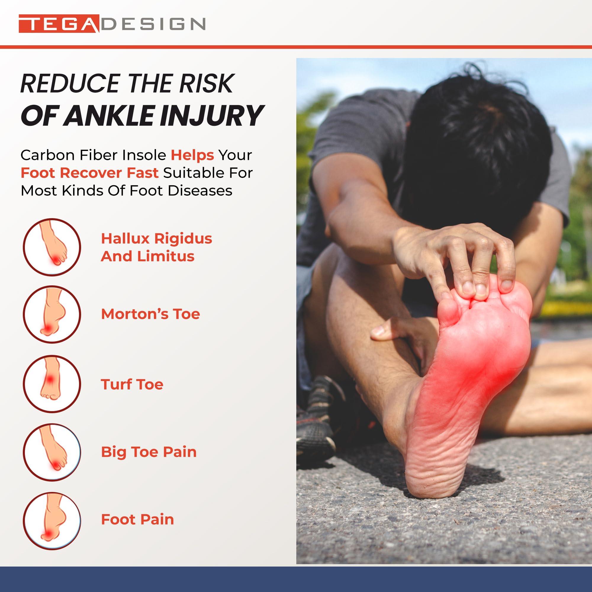 Tega Mortons Extension Orthotic, Carbon Fiber Very Rigid Insole - 1 Pair - Morton\'s Toe, Turf Toe, Hallux Limitus, Hallux Rigidus, Arthritis (285 mm)