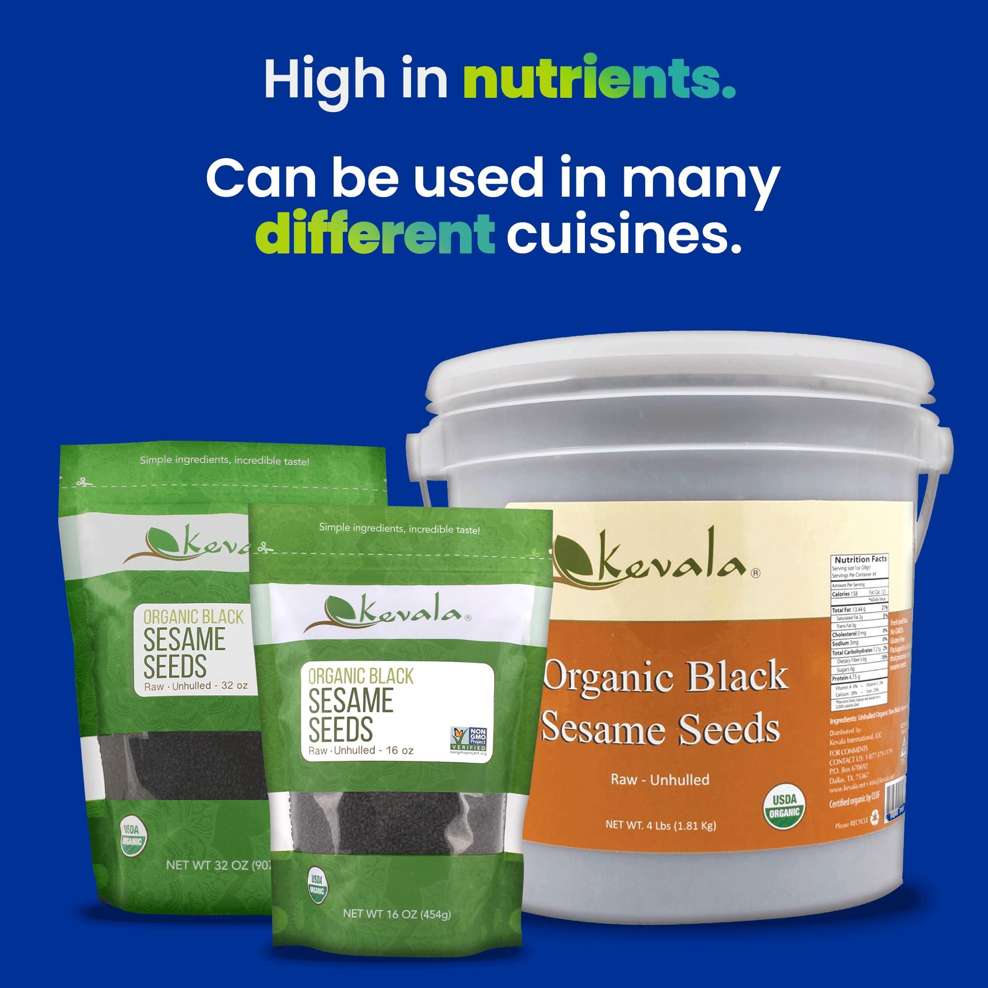 kevala Kevala Organic Black Sesame Seeds 16 oz 1 lb Raw Black Sesame Seeds Sesame Seeds Black Organic Black Seeds Organic Unhulled Sesame Seeds