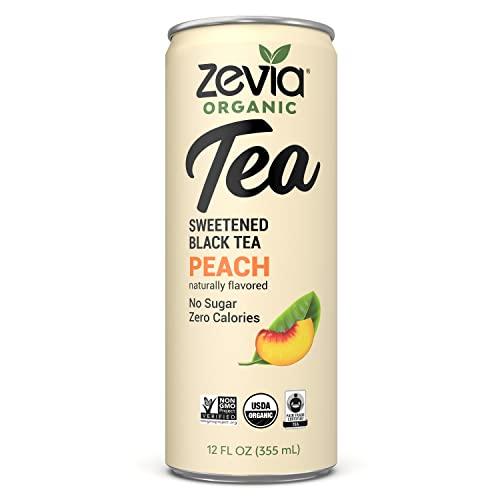 Zevia Zevia Organic Sugar Free Iced Tea, Black Tea Peach, 12 Ounce Cans (Pack of 12)