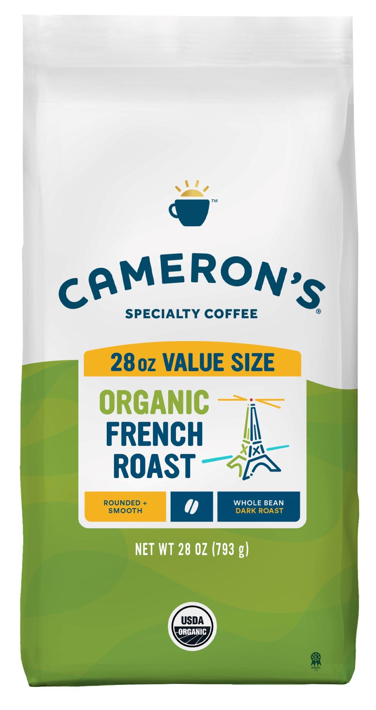 Cameron's Coffee Cameron\'s Coffee Roasted Whole Bean Coffee, Organic French Roast, 28 Ounce , (Pack of 1)