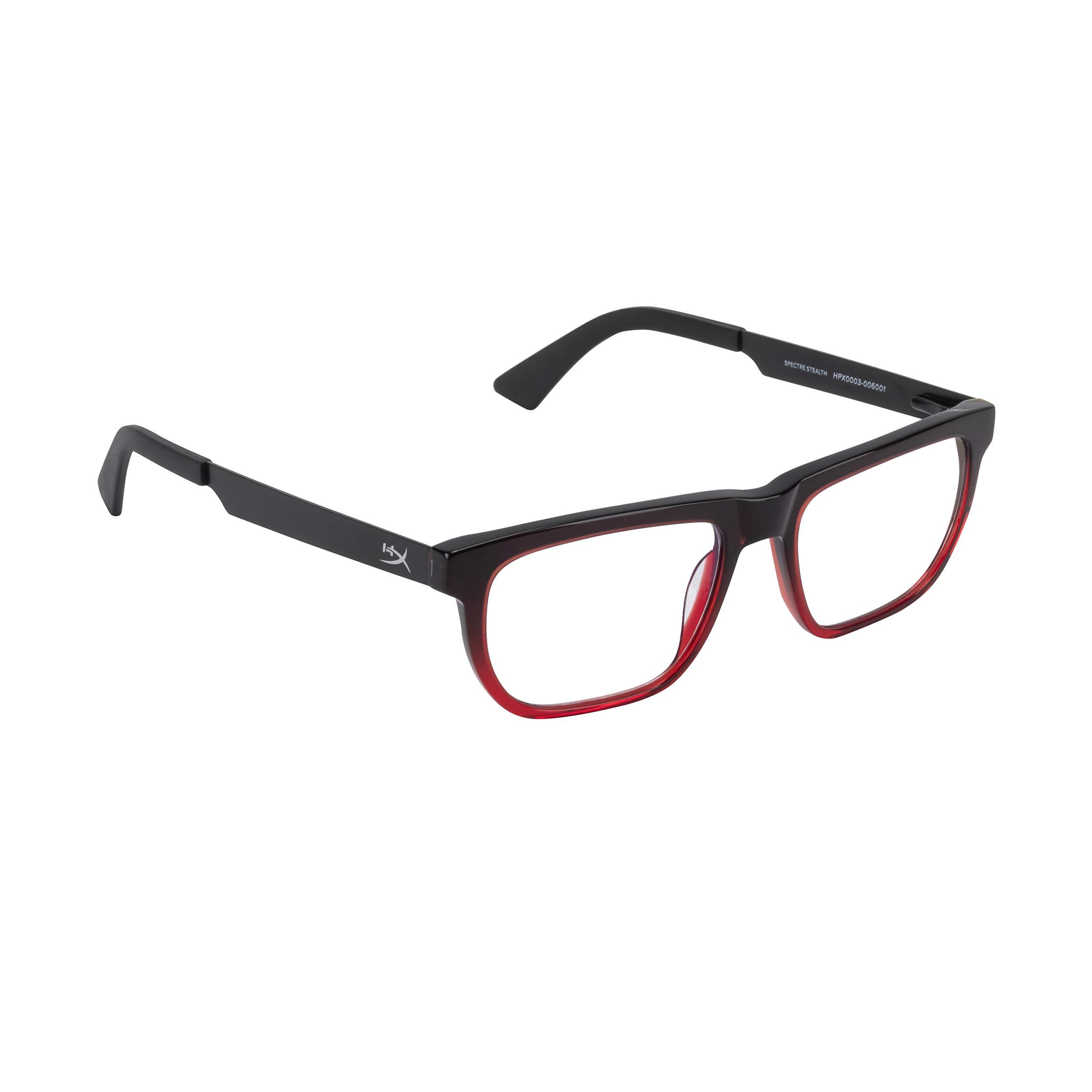 HyperX HyperX Spectre Stealth - Youth 10+ Gaming Eyewear, Blue Light Blocking Glasses, UV Protection, Acetate Frame, Stainless Steel Temples, Crystal Clear Lenses, Microfiber Bag, Hard Case Square Red