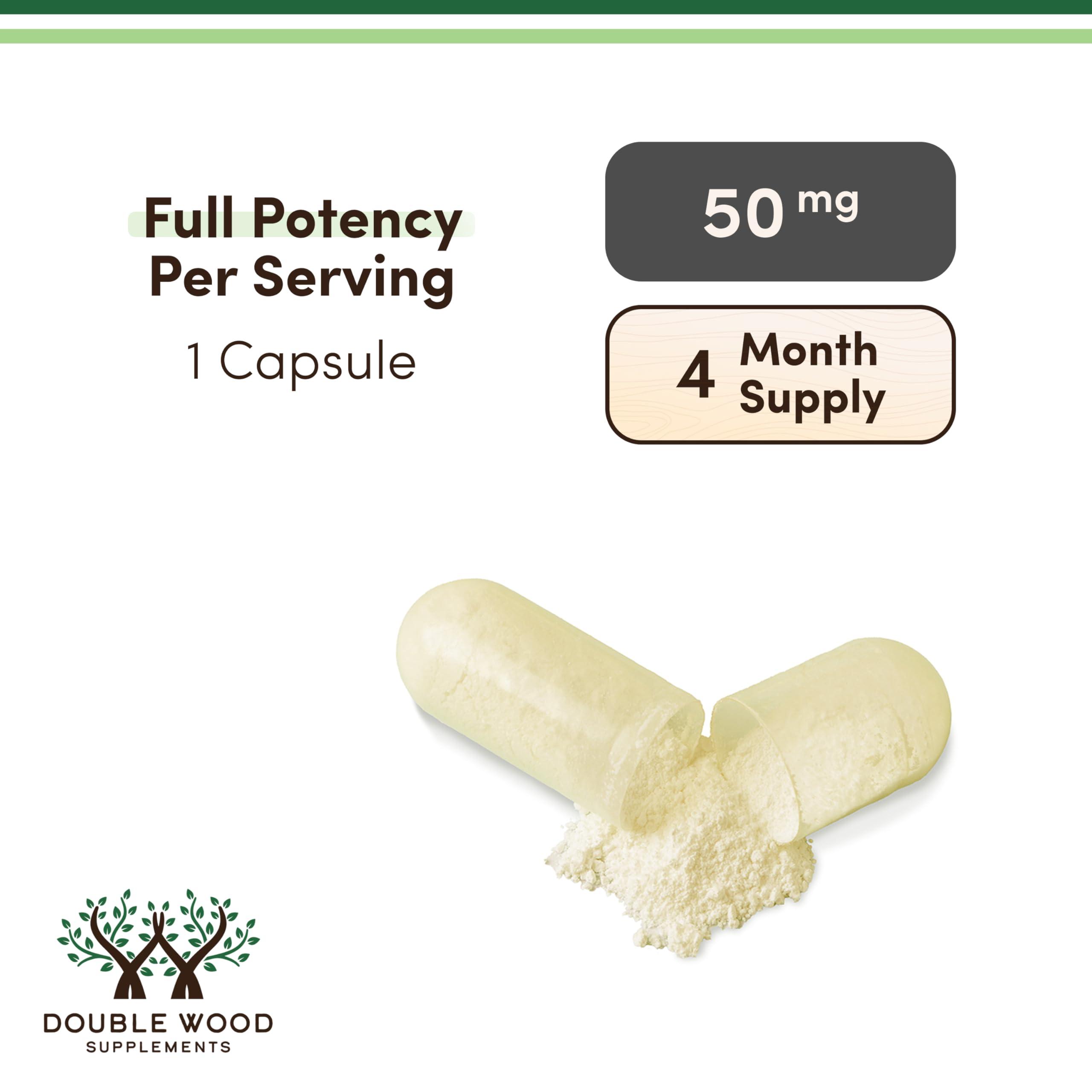 Double Wood Supplements Apigenin Supplement - 50mg per Capsule, 120 Count (Powerful Bioflavonoid Found in Chamomile Tea for Relaxation, Sleep, and Mood) Senolytic Flavonols for Aging (Gluten Free) by Double Wood