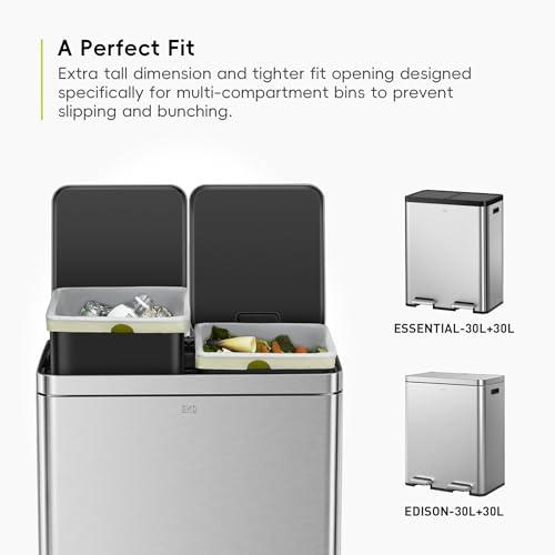 EKO EKO Size F-1 Bin Liners For Dual Compartment Kitchen Bins - 18-28 Litre Capacity - Extra Strong Bags with Drawstring Tie Handles - 20 Bags, White